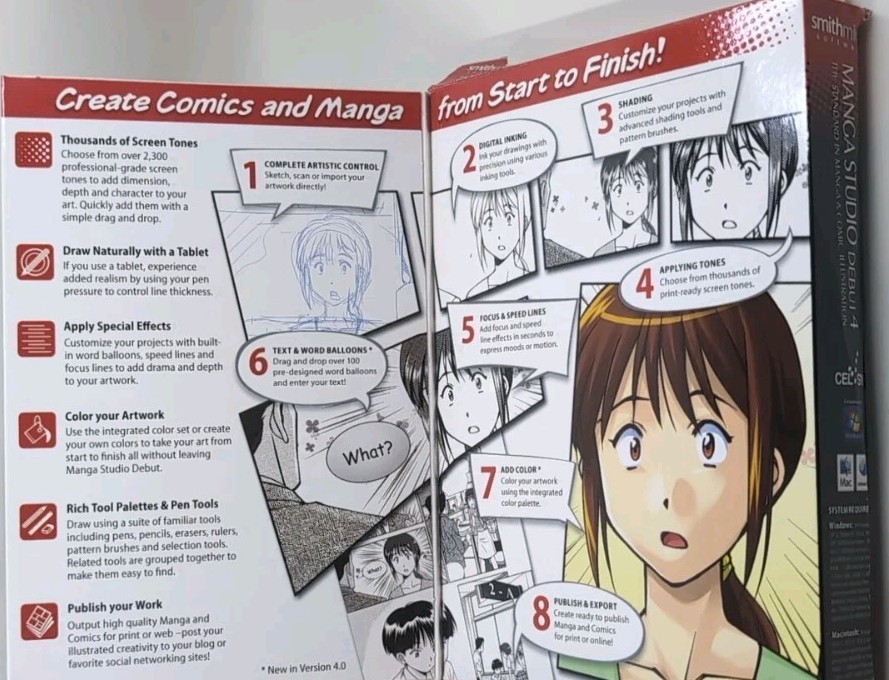 Manga Studio Debut 4 + Super Hero Pack Add-on COMPLETE PC & Mac Animator