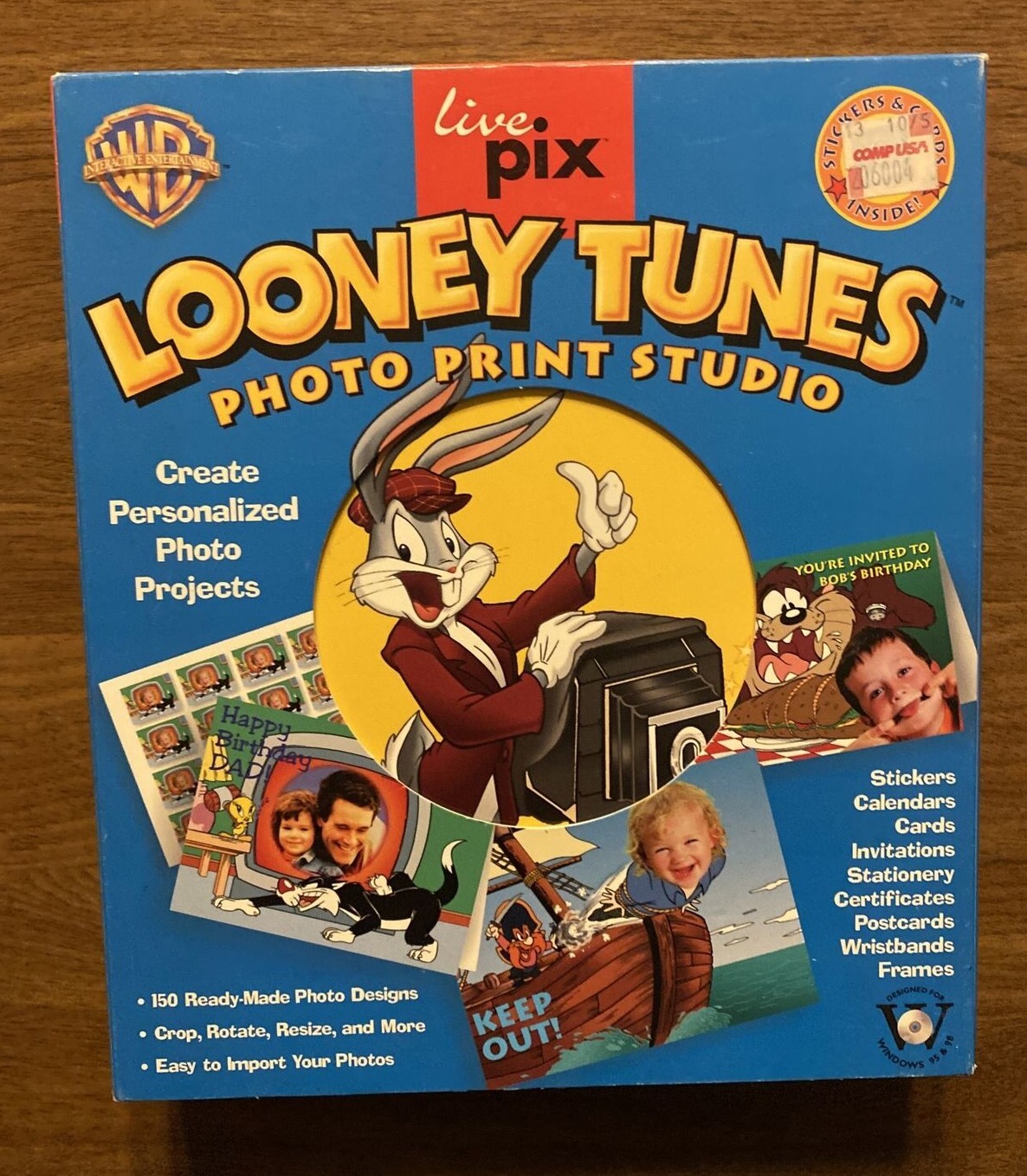 Vtg Looney Tunes Photo Print Studio 1998 PC Computer Software Warner Bros VG B15