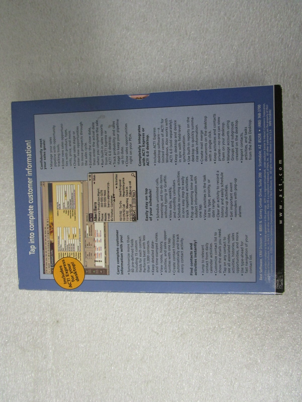 ACT! for Palm OS – For PDAs – Handspring Sony – Vintage 2002 – New