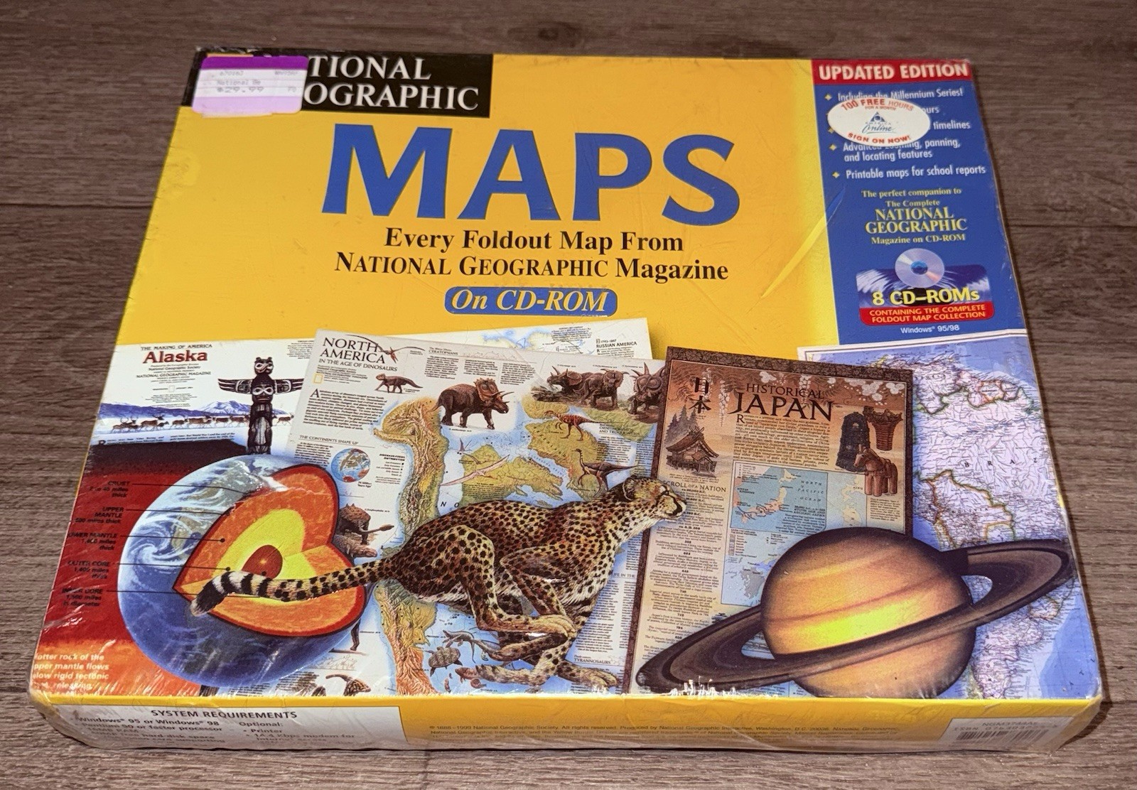 National Geographic Maps On CD-ROM, PC, Broderbund, 1999, New/Never Opened