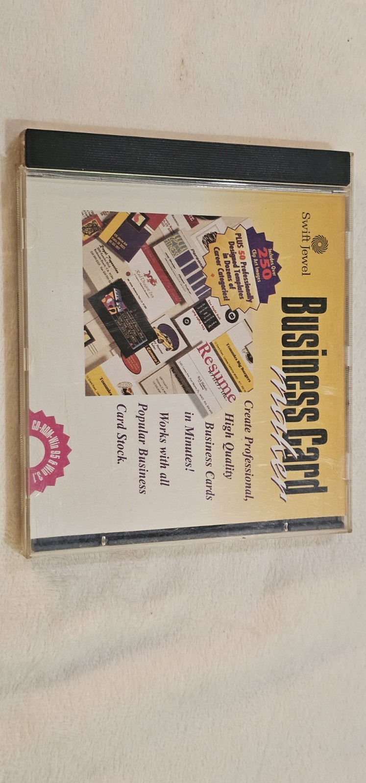 PC CD-ROM Windows 95 & Win 3.1 Vintage Swift Jewel Business Card Maker 1997 Comp