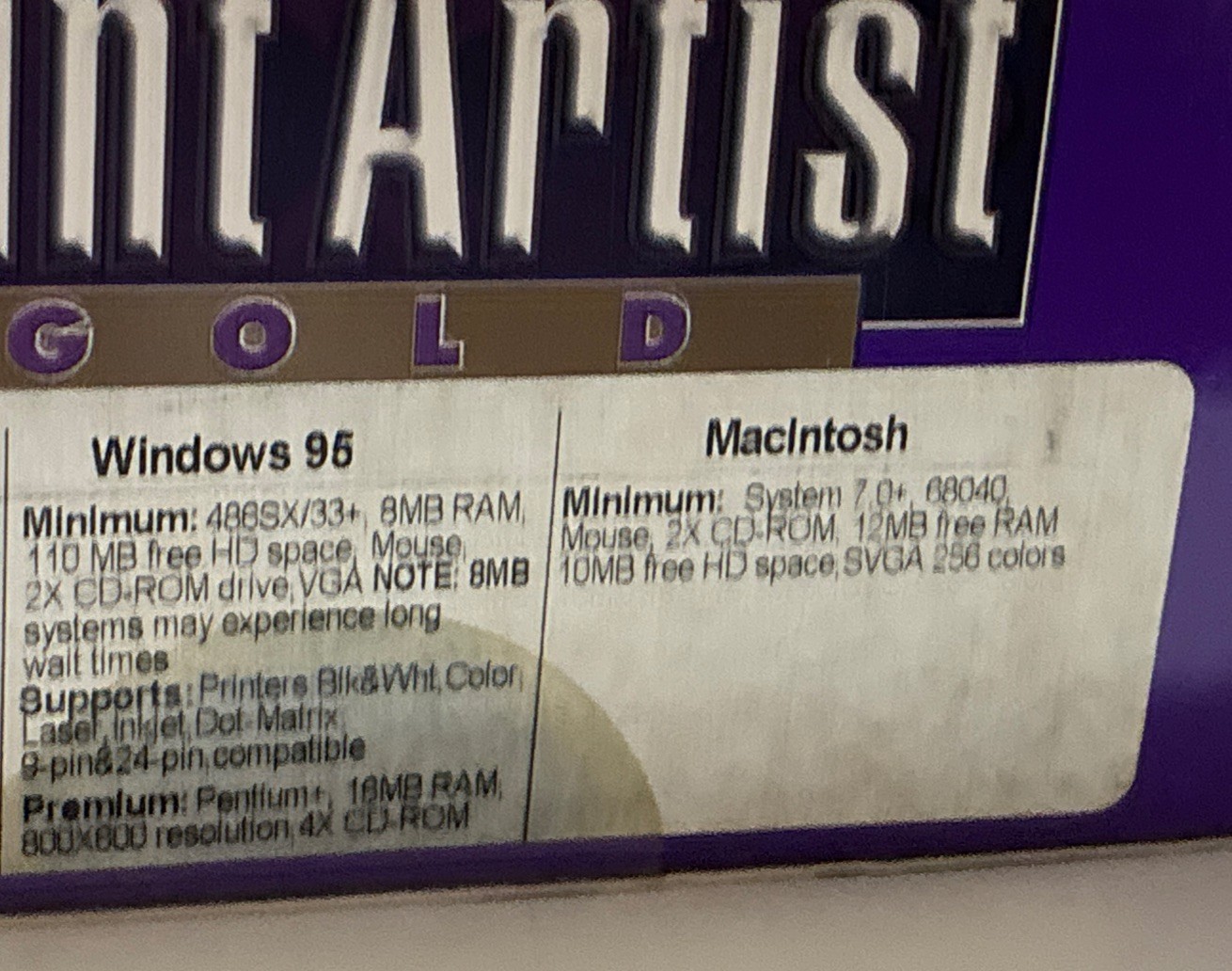 Vintage Print Artist Gold software by Sierra Home, for Windows 95 /Mac CD Rom