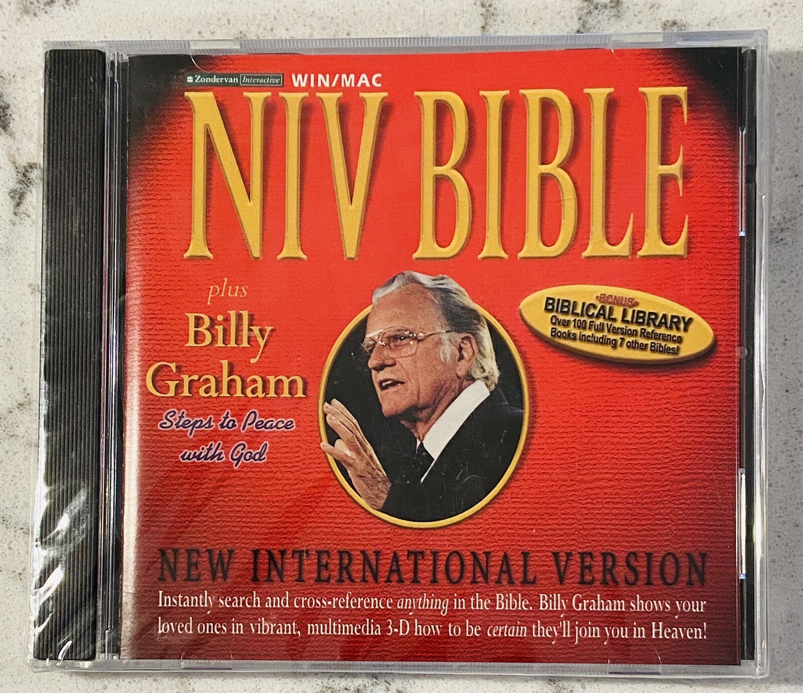 SEALED ~ NIV BIBLE PLUS BILLY GRAHAM STEP TO PEACE WITH GOD WIN/MAC PC CD ~