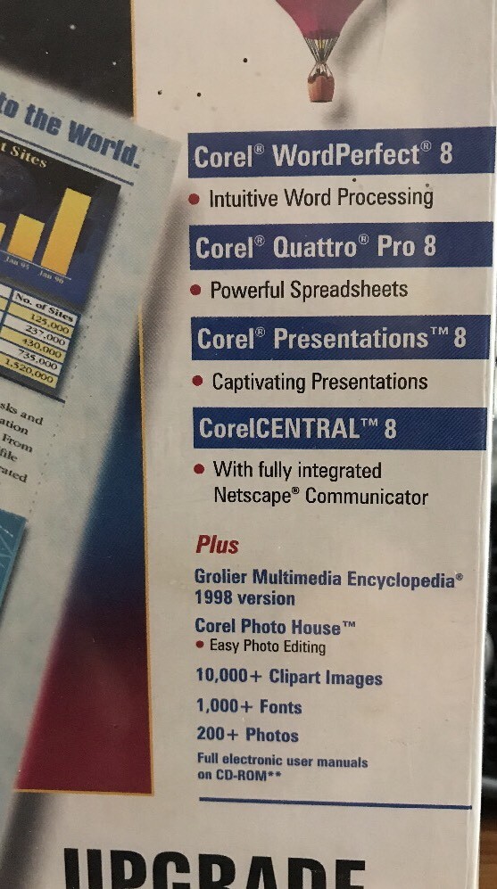 Corel WordPerfect Suite 8 New Box / Factory sealed – upgrade