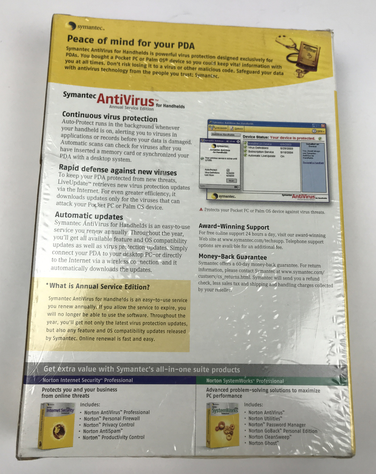 Symantec AntiVirus for Handhelds Annual Service Edition! NÉW Sealed in Box!