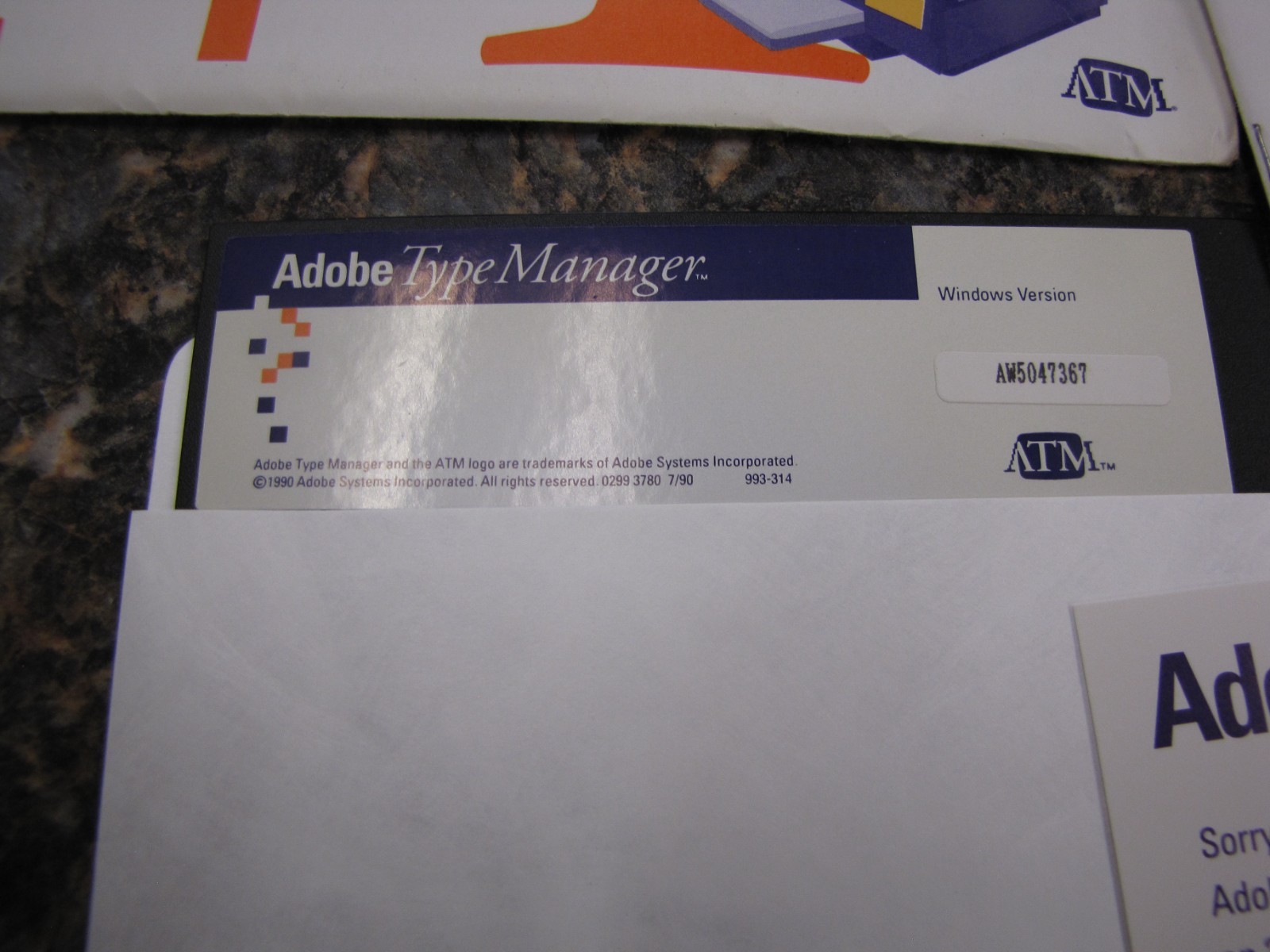 Vintage Adobe Type Manager – Windows Version 5.25″ Floppy Disk W/Guide