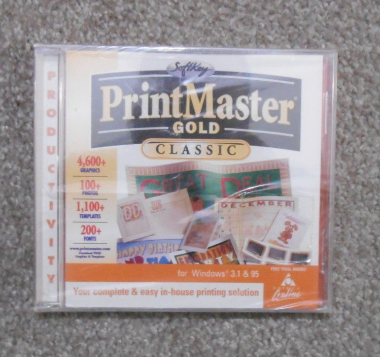 Printmaster Gold Classic PC Version Windows (PC CD-ROM, 1998) Brand New, Sealed