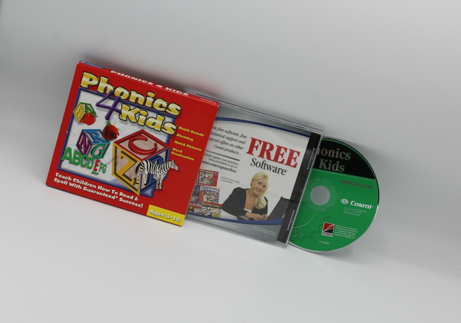 Vintage Phonics 4 For Kids Children Cosmic PC Software Windows 98/2000/XP CD-ROM