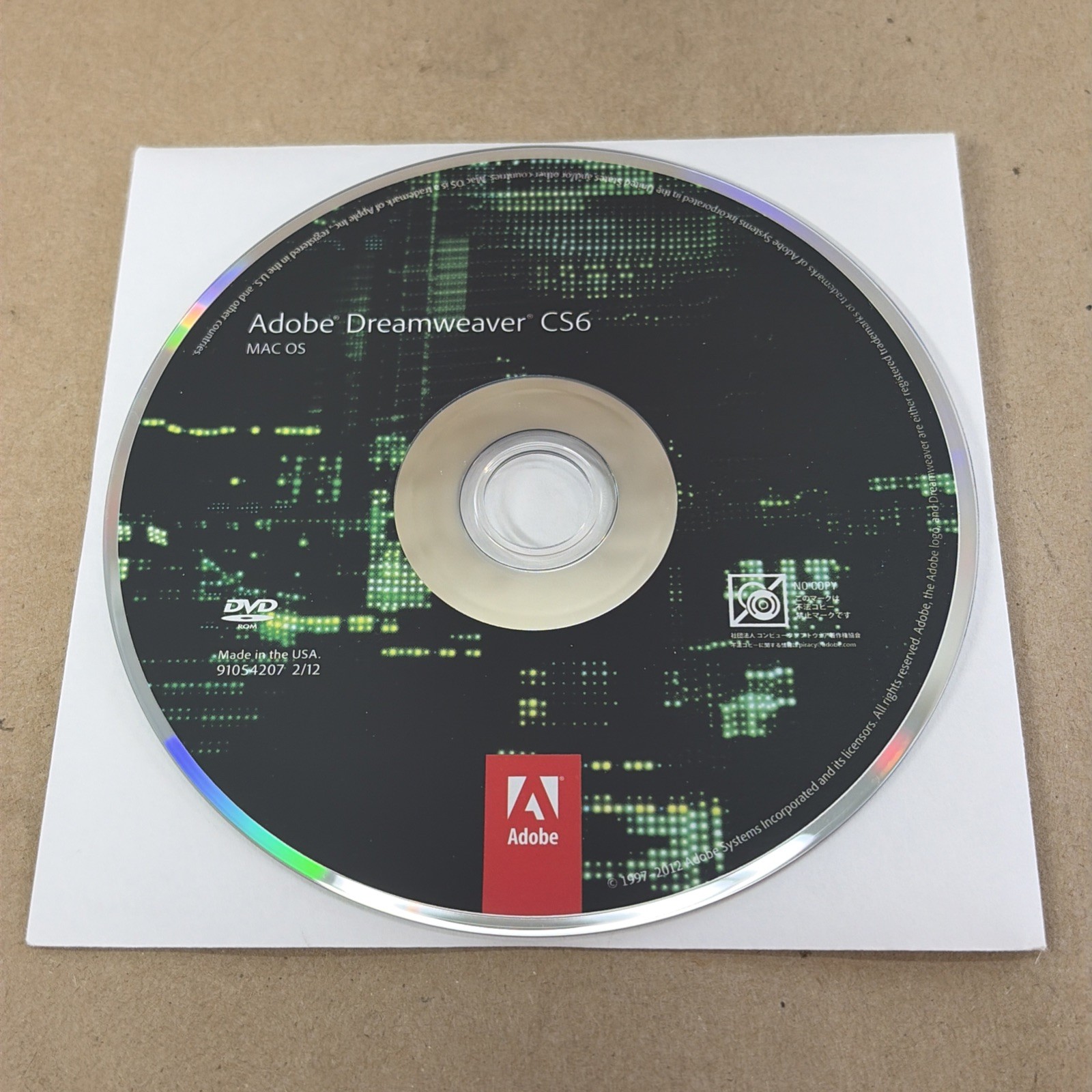 Disc ONLY Adobe Dreamweaver CS6 Mac OS DVD No Serial READ