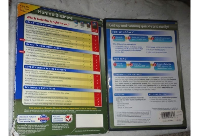 Intuit TURBO TAX 2009 HOME & BUSINESS FEDERAL & STATE RETURNS Turbotax + E-File