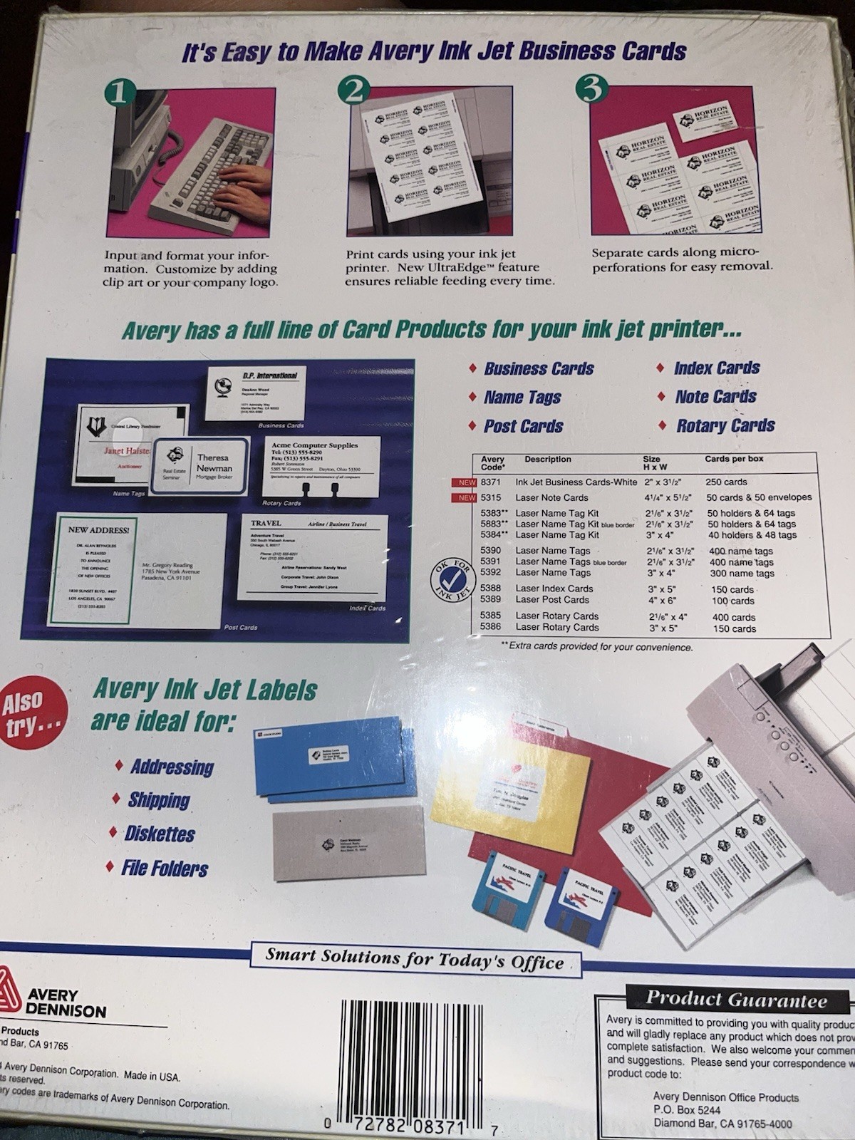 Avery 8371 Ink Jet Matte White Business Cards 250 Cards 2”x3.5” Labels Sealed
