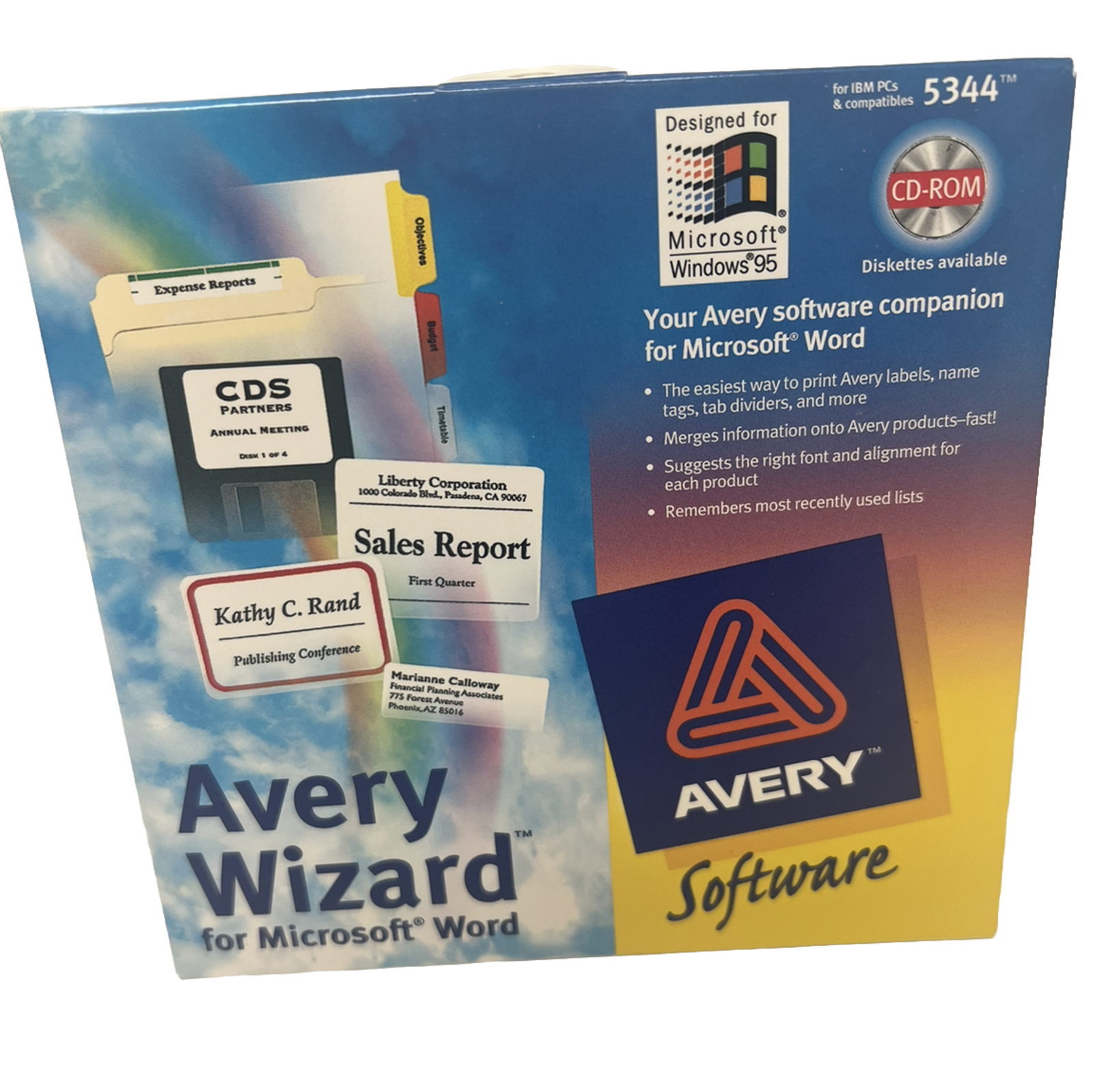 Brand New Sealed Avery Wizard 5344 For Microsoft Word… NOS Windows 95