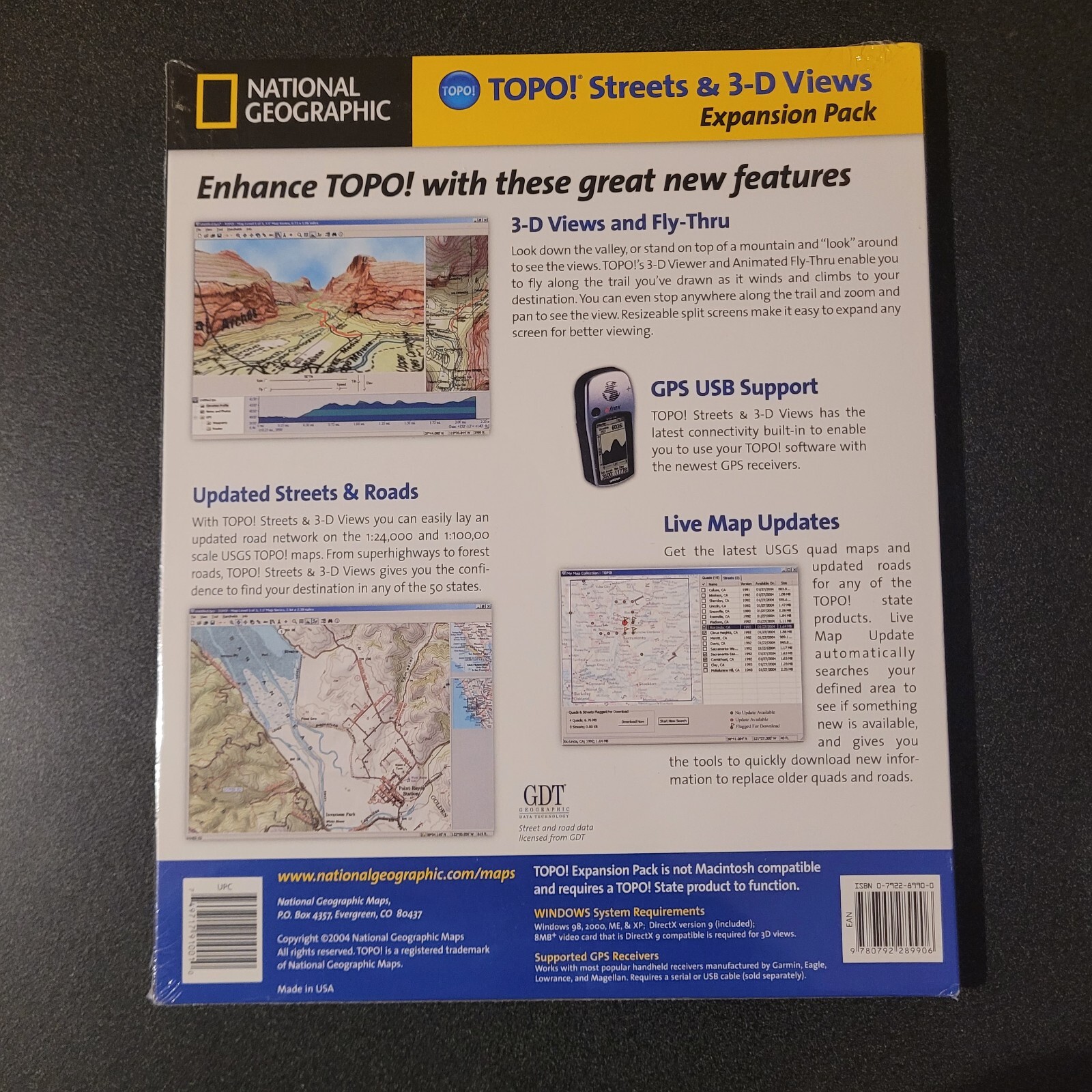 NATIONAL GEOGRAPHIC TOPO STREETS & 3-D VIEWS EXPANSION PACK – GPS USA MAPS