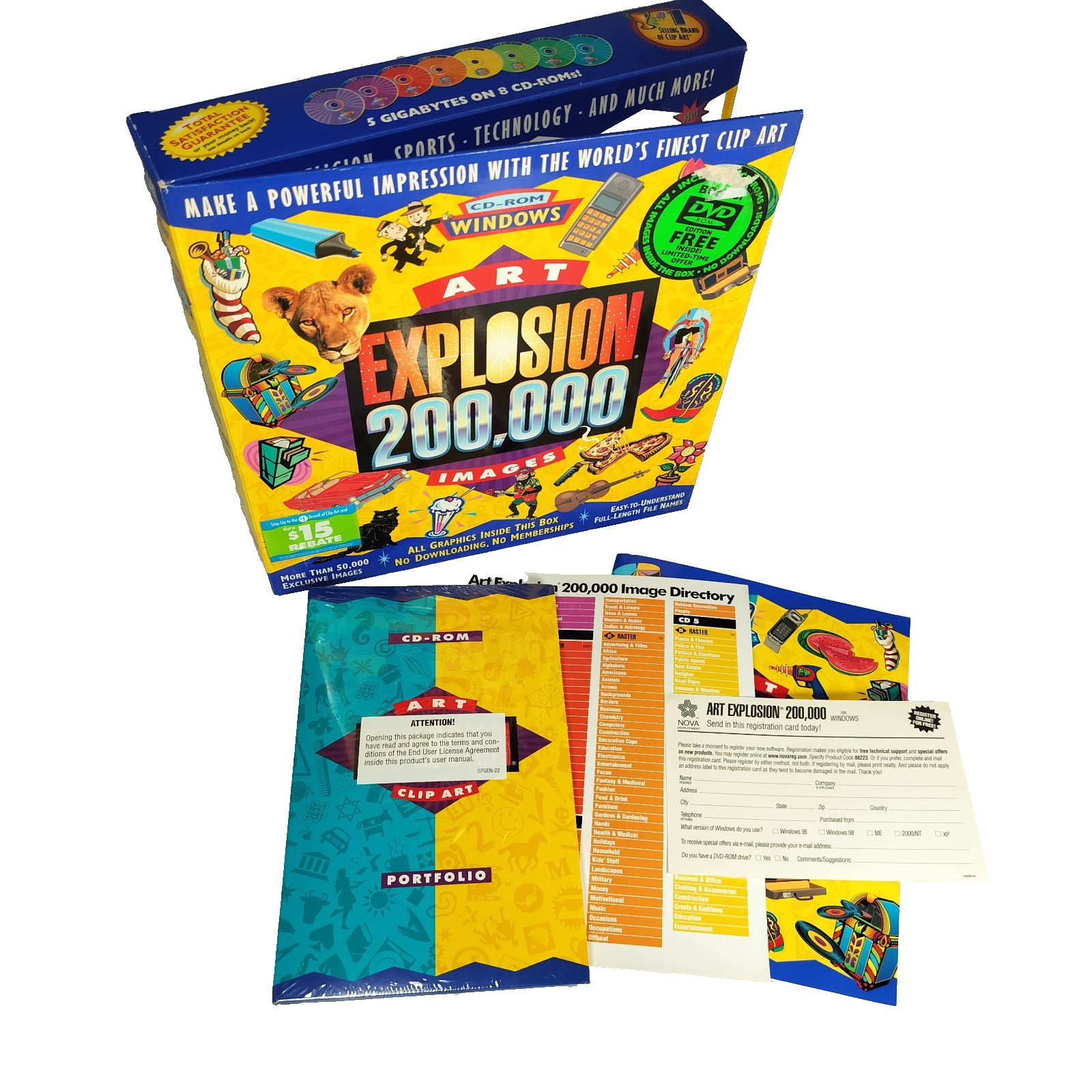 Art Explosion 200,000 Images Windows With 8 CD-ROMs + Bonus DVD-ROM