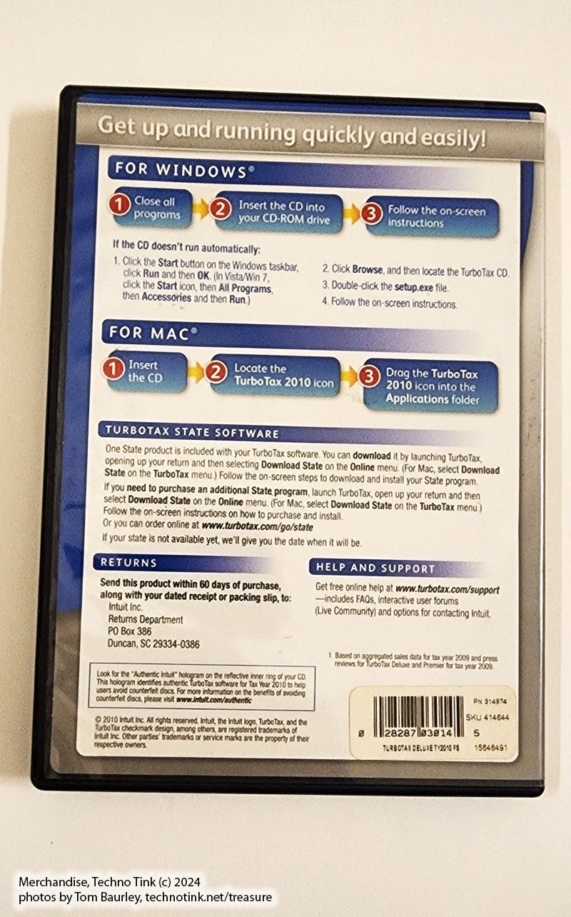 2010 TurboTax Deluxe Federal + State Maximize Deductions Case and CD Back Taxes