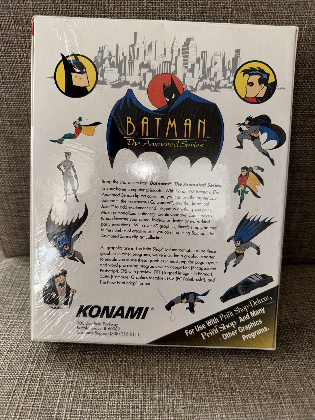 VINTAGE 1992 KONAMI BATMAN THE ANIMATED SERIES UNIVERSAL CLIP ART Mac NEW SEALED