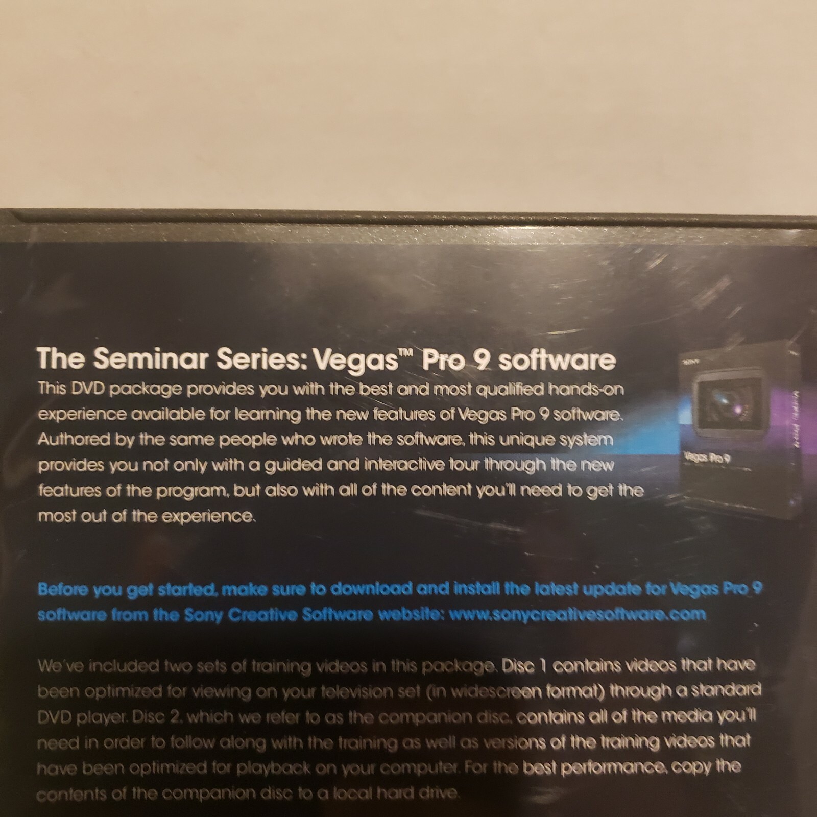 SONY, The Seminar Series, Professional Training for Vegas Pro 9 Software Dvd