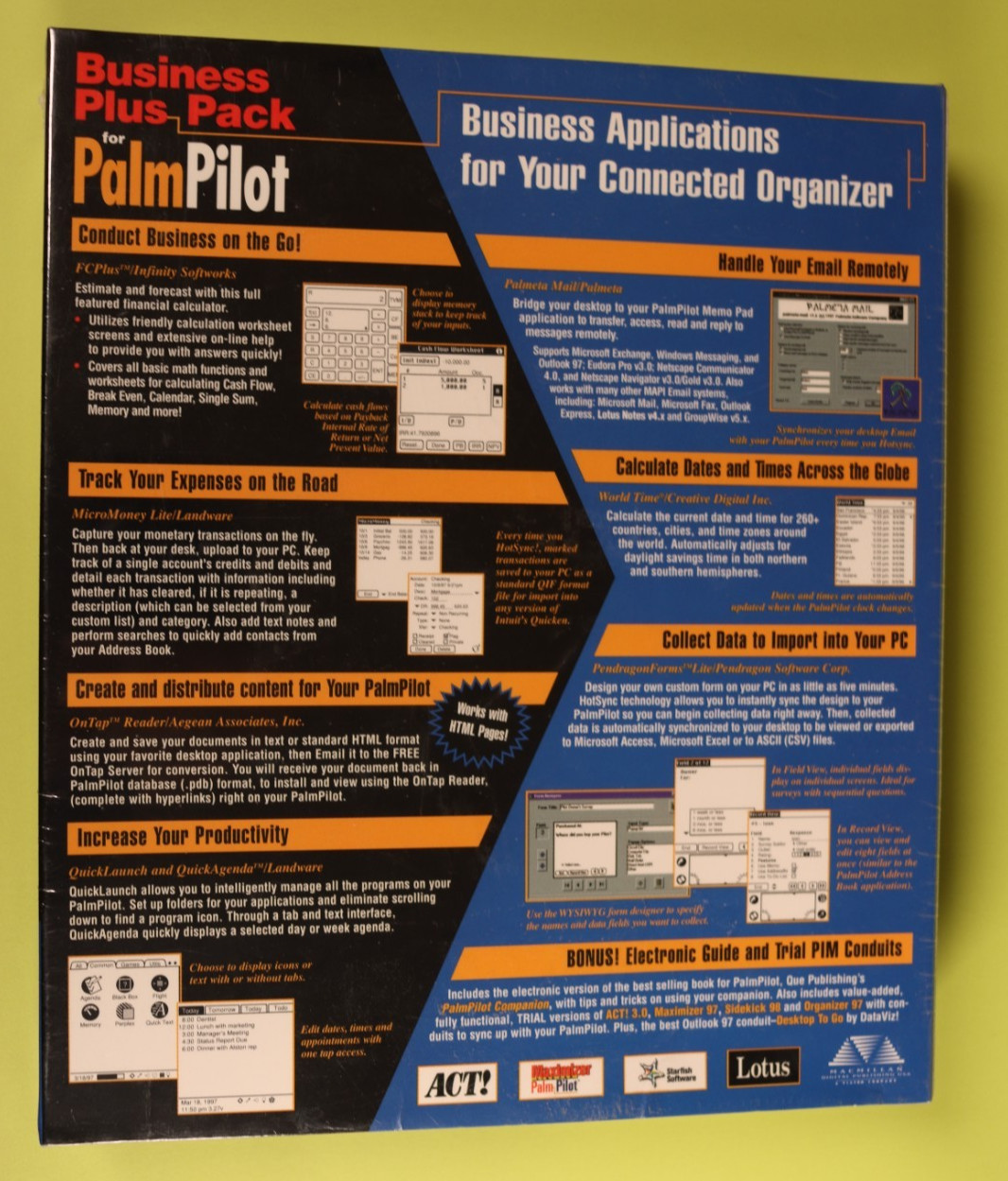Business Plus Pack for PalmPilot by McMillian Vintage 1997 Factory Sealed NOS