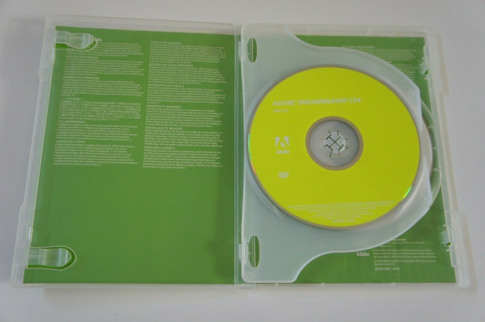Adobe Dreamweaver CS4 with serial number, Mac OS disk plus Tutorial DVD