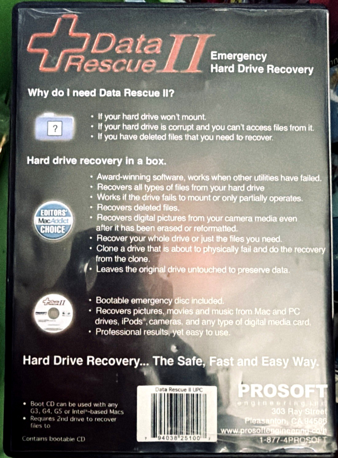 DATA RESCUE II, Emergency Hard Drive Recovery w/Serial Number for Mac
