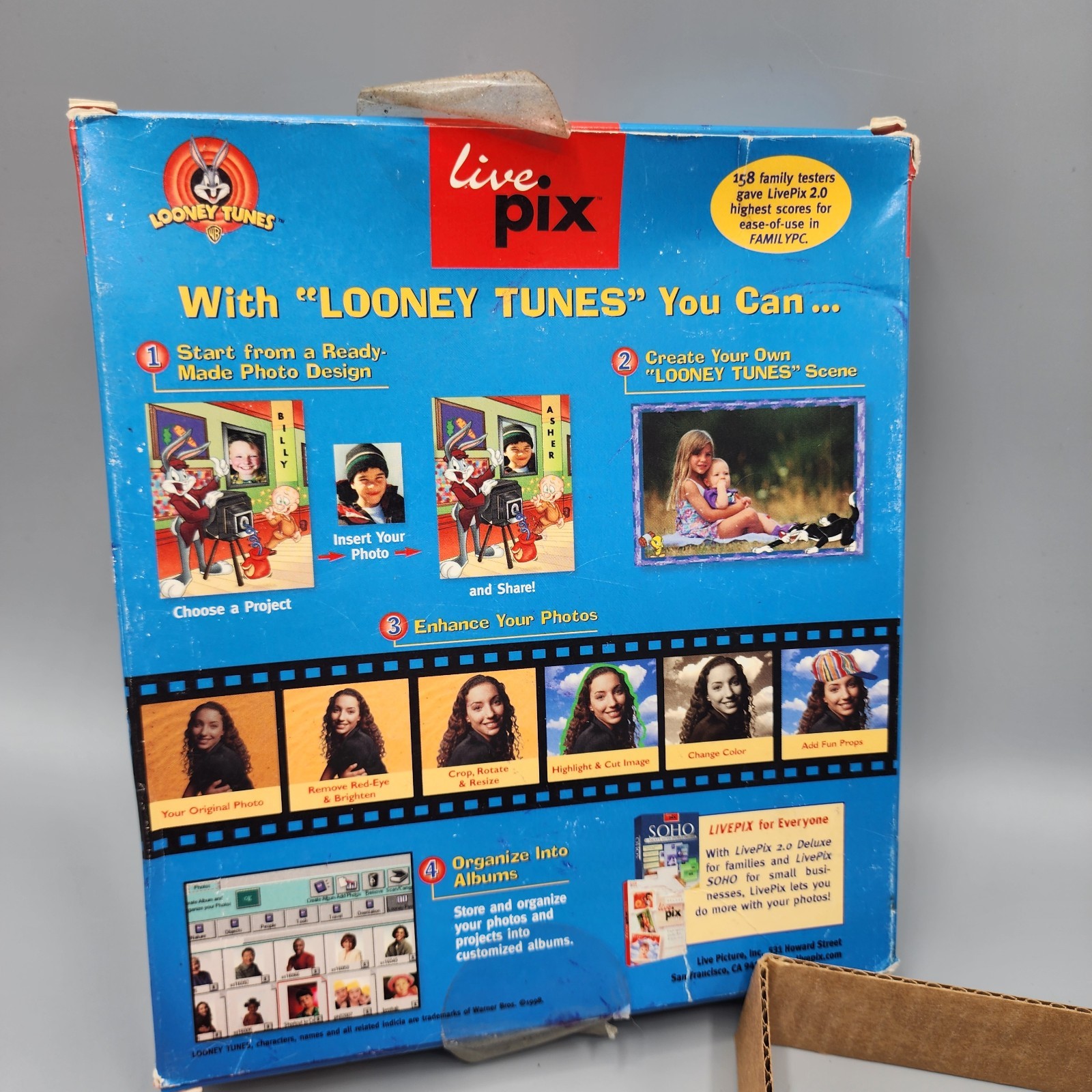 Vtg Looney Tunes Photo Print Studio 1998 PC Computer Software Warner Bros CIB