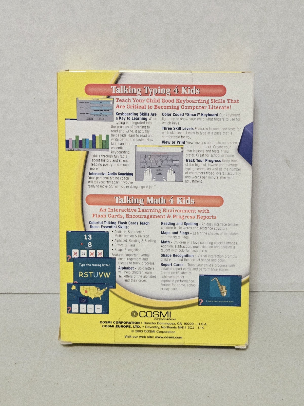 Cosmi Talking Typing for Kids (PC, 2003) Includes Talking Math 4 Kids, NEW w/Box