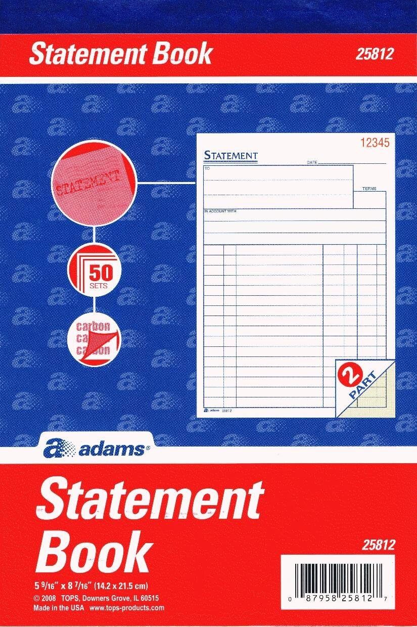 Adams All-Purpose Statement Book, 2-Part with Carbon, 5.56 x 8.44 Inches,