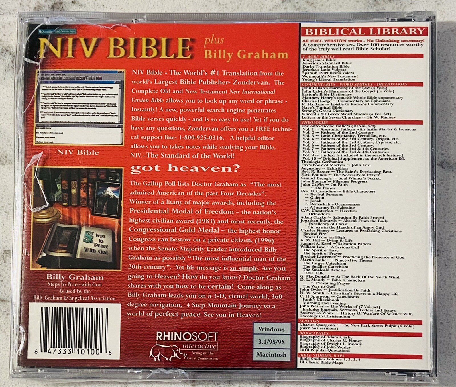 SEALED ~ NIV BIBLE PLUS BILLY GRAHAM STEP TO PEACE WITH GOD WIN/MAC PC CD ~
