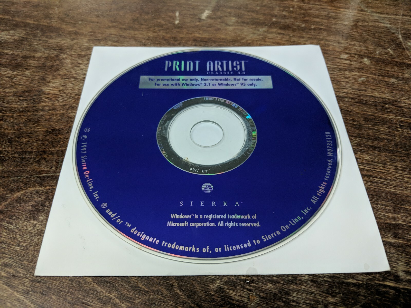 Print Artist Classic 3.0 Windows 95, 3.1. CD Rom. Sierra 1997 RARE VTG SOFTWARE