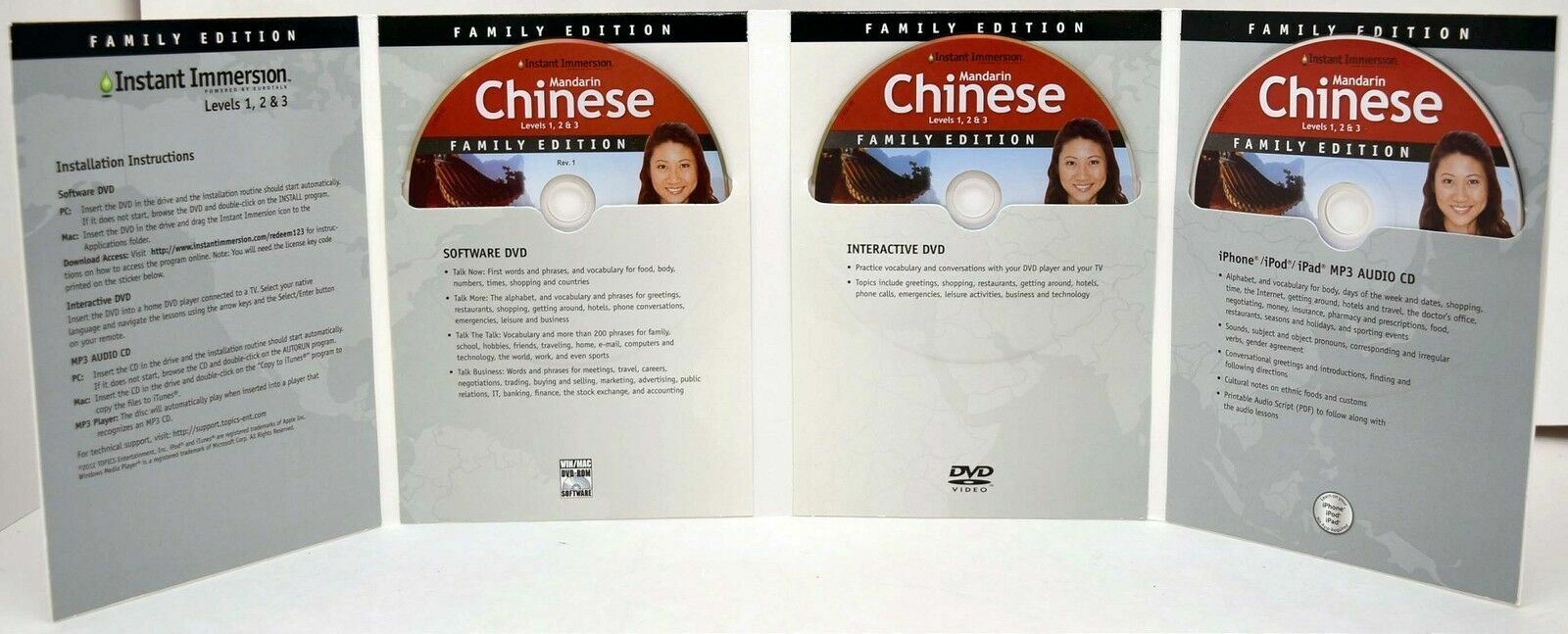NEW Instant Immersion Family Deluxe Mandarin Chinese Levels 1 2 3 PC/Mac/Tablet