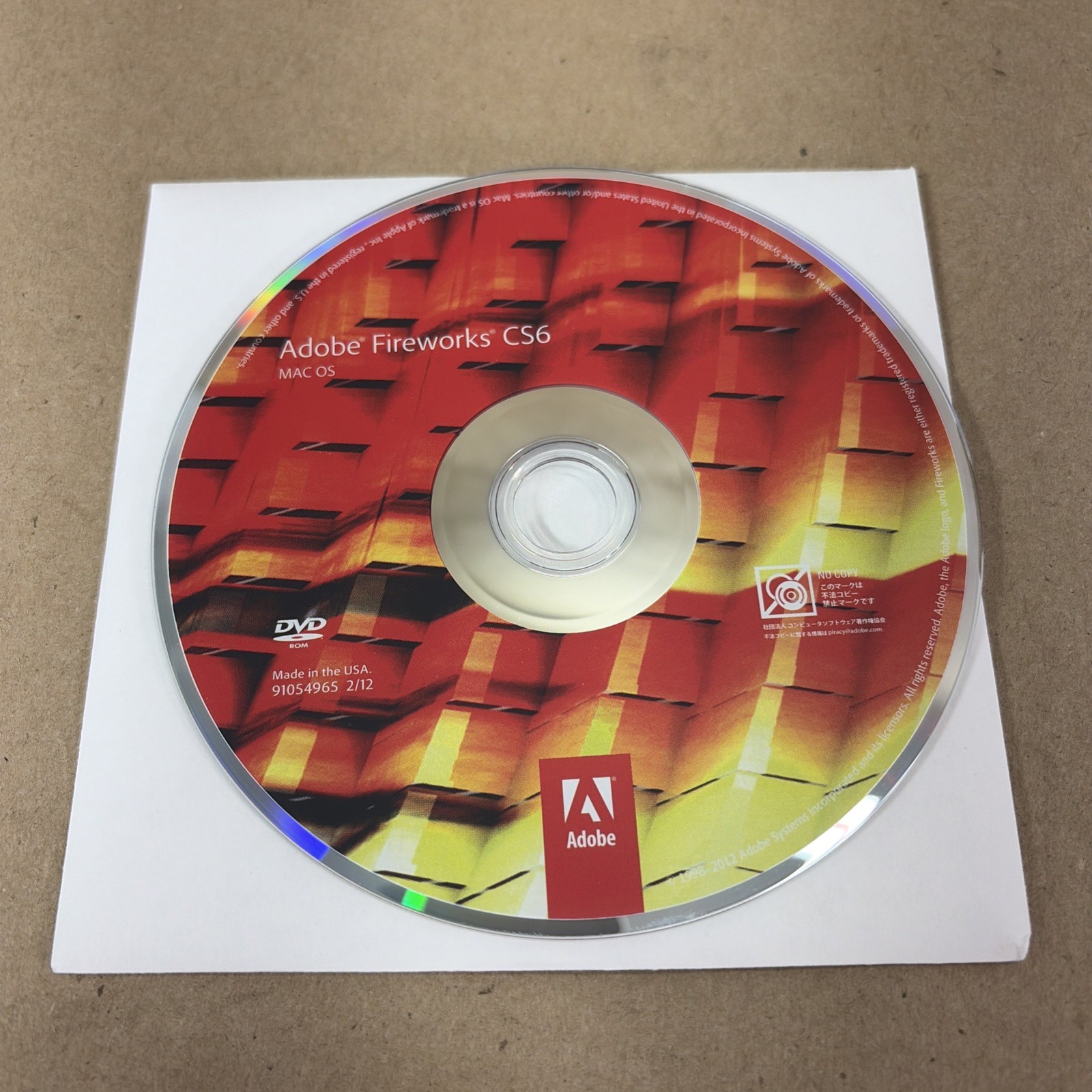 Disc ONLY Adobe Fireworks CS6 Mac OS DVD No Serial READ
