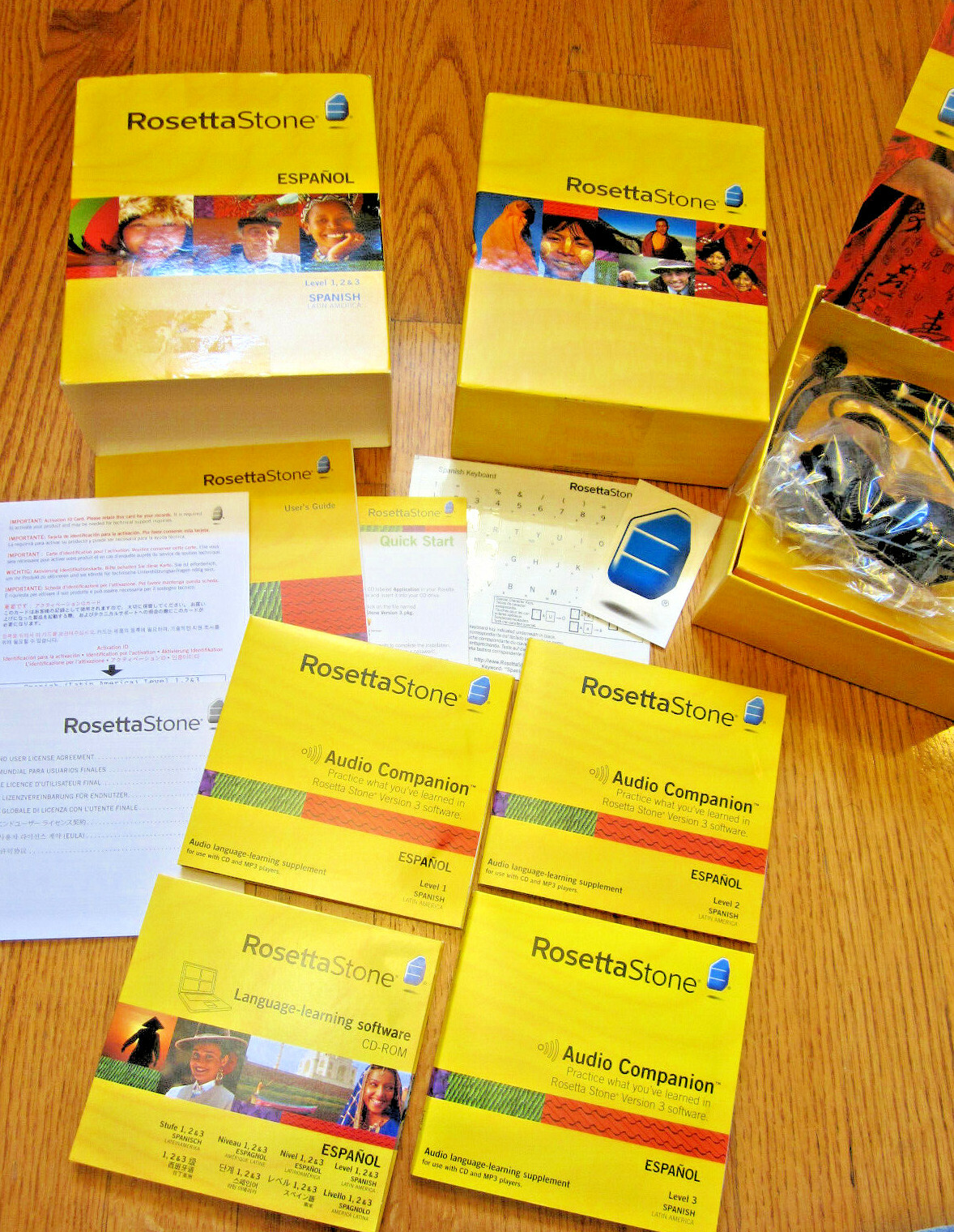 Rosetta Stone Software 1-3 Spanish Espanol Latin America PC Mac v3 + Headset CDs