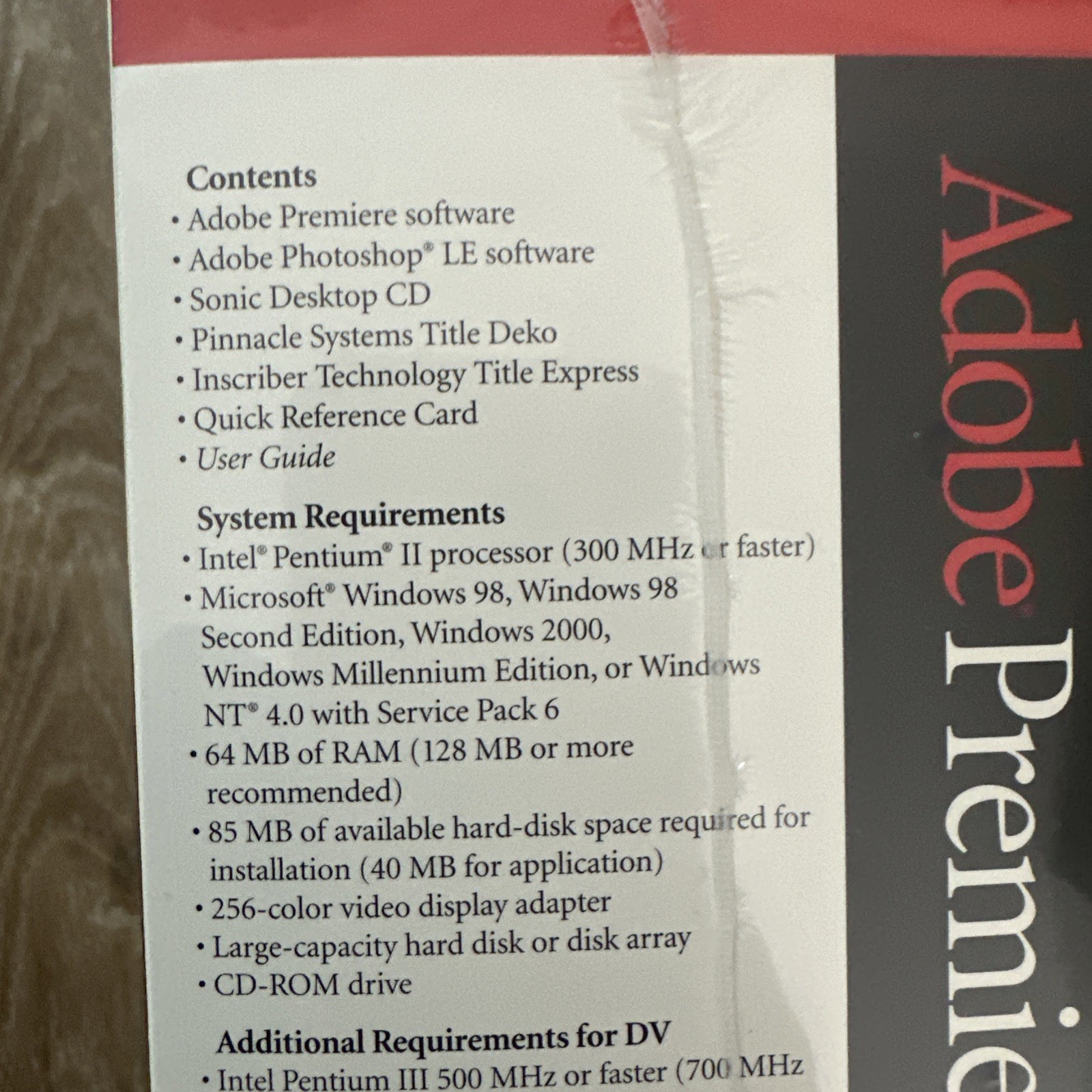 Vintage 1999 Adobe Premiere 6.0 Digital Video Editing Education for Windows NEW