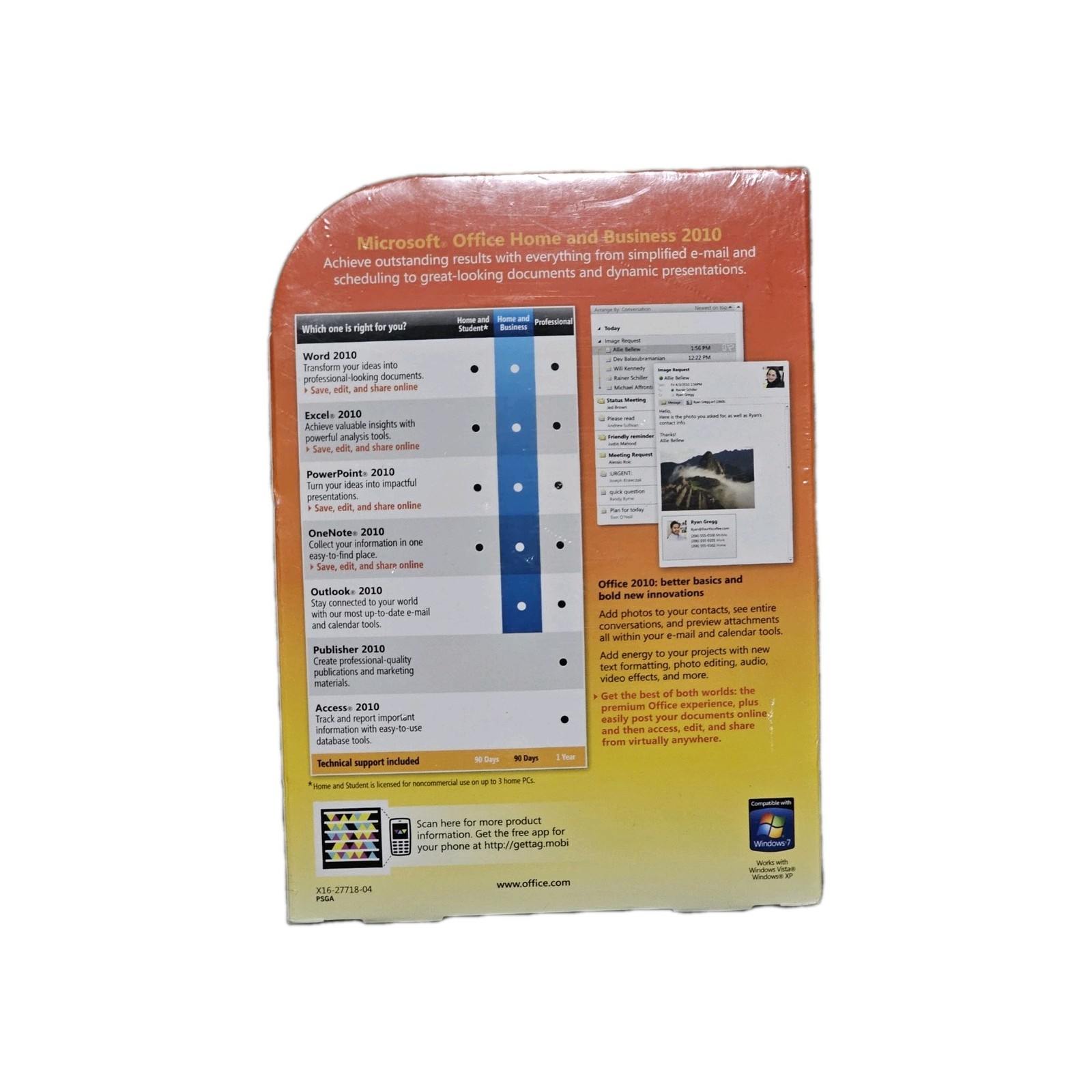 Microsoft Office 2010 Home and Business Full Retail Version =SEALED BOX=