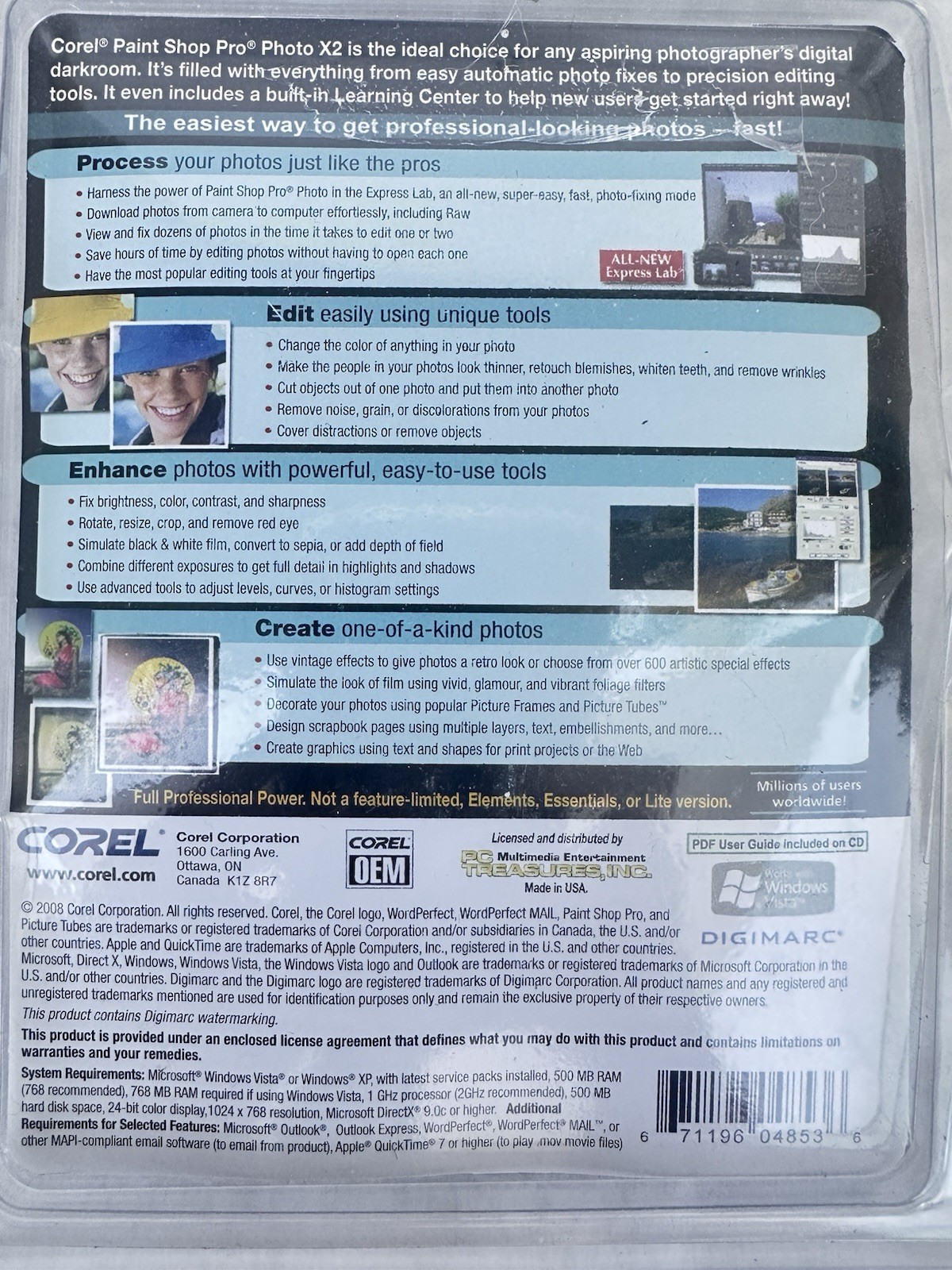 Corel Paint Shop Pro Photo X2 New Sealed