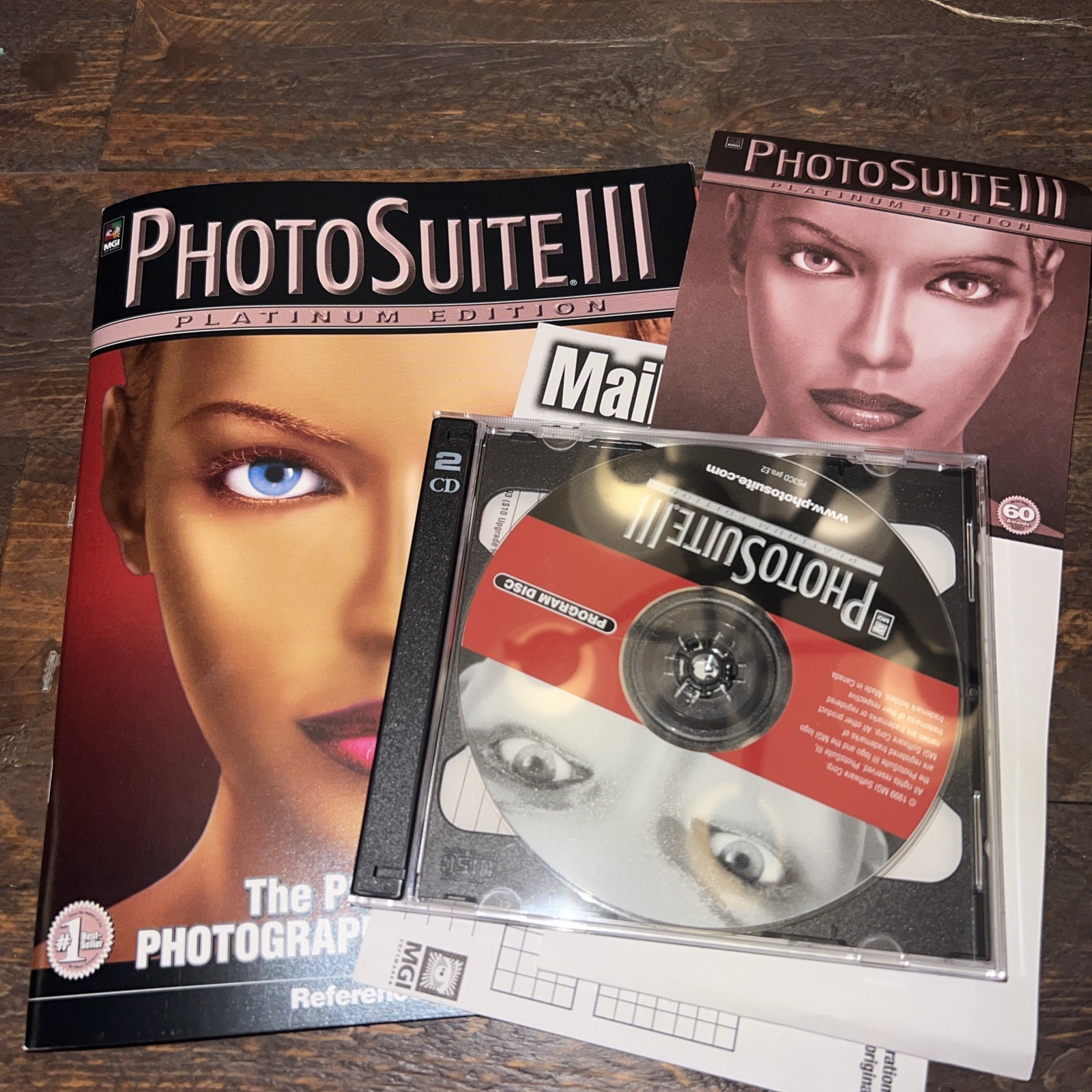 MGI Photosuite 3 III Platinum Pc New Opened Case + New 41 Pg Manual Win10 XP