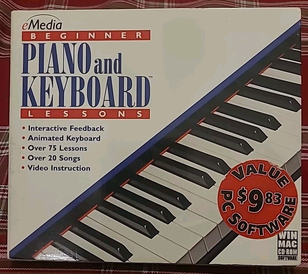 Beginner Piano and Keyboard Lessons CD-Rom ba,y eMedia for Windows Or Mac