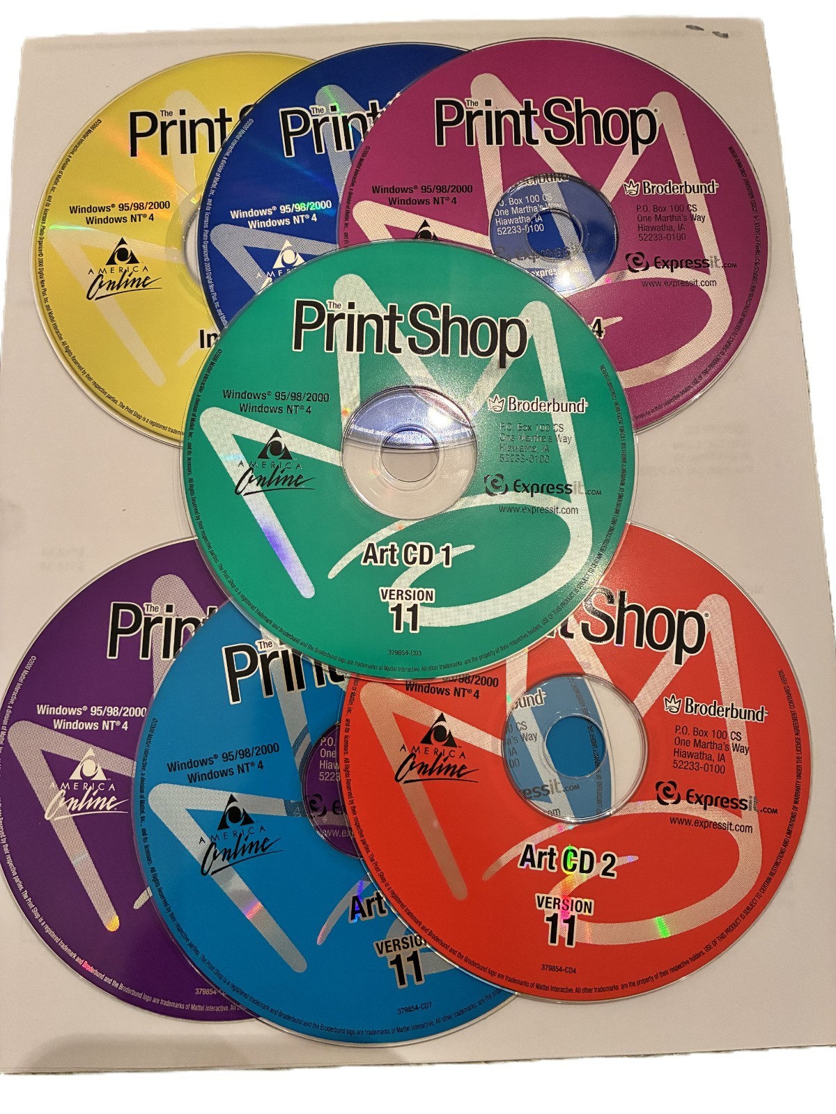 Print Shop Version 11 CD 7 CDs Set Windows 95 98 2000 FREE SHIPPING