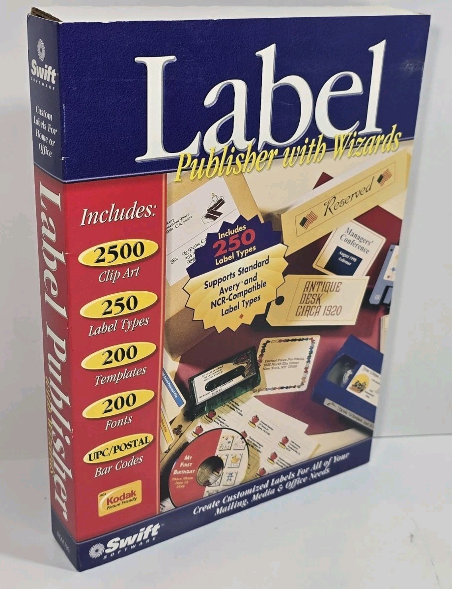 COSMI Label Publisher with Wizards PC CD ROM Windows 95 or higher XP Kodak