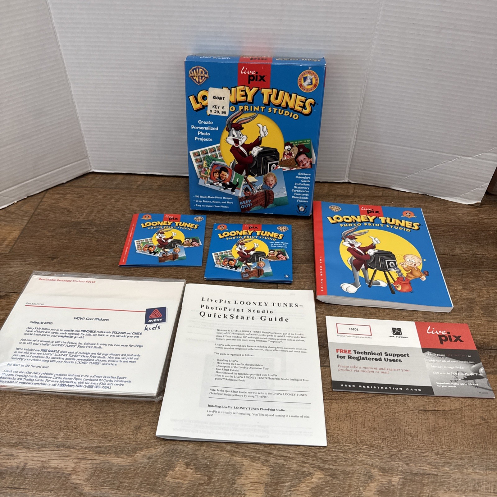 Vtg Looney Tunes Photo Print Studio 1998 PC Computer Software Warner Bros