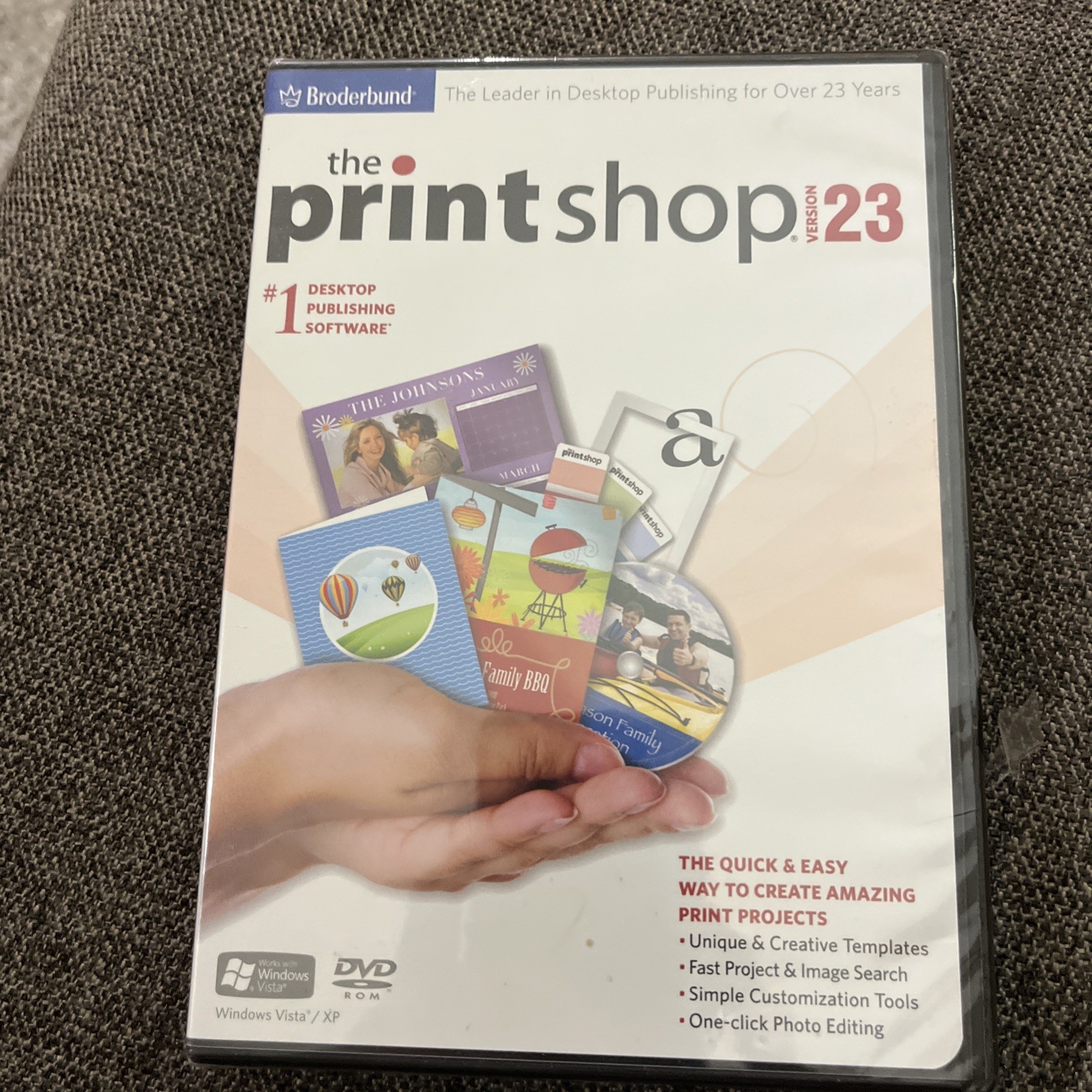 The Print Shop Version 23 for Windows Broderbund DVD Rom Windows XP Vista New