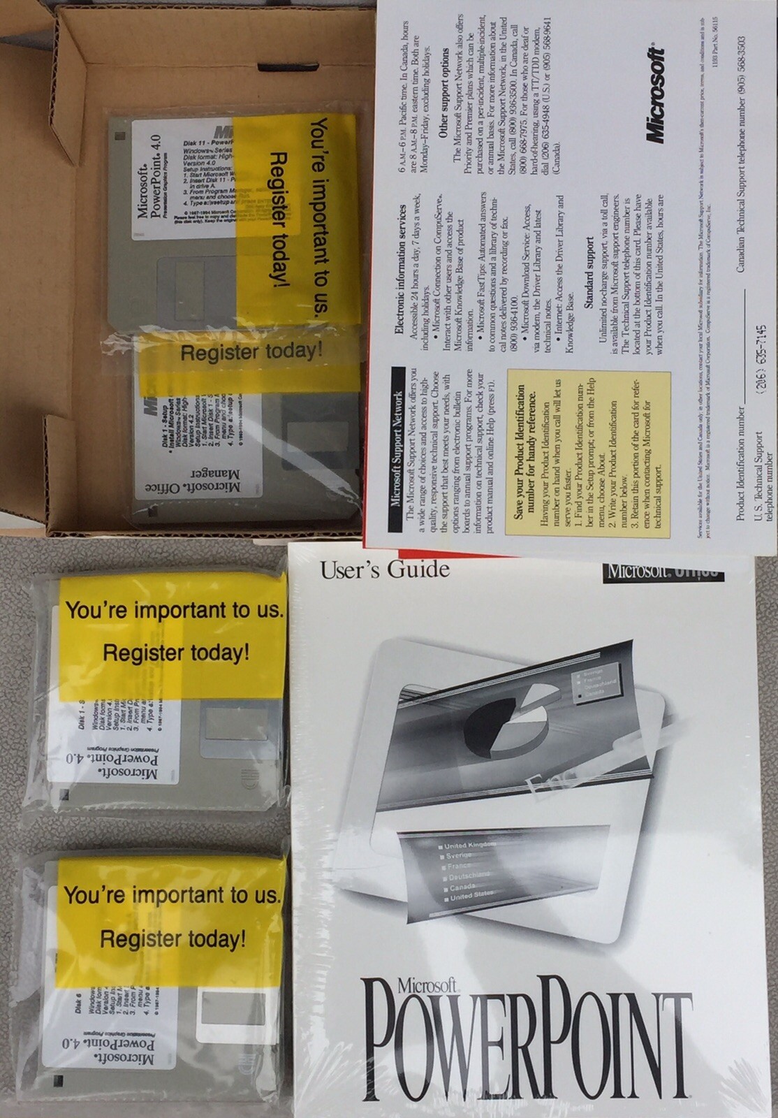 Microsoft PowerPoint v. 4.0- 12 Set 3.5″ Floppy Disks Sealed With Book – New