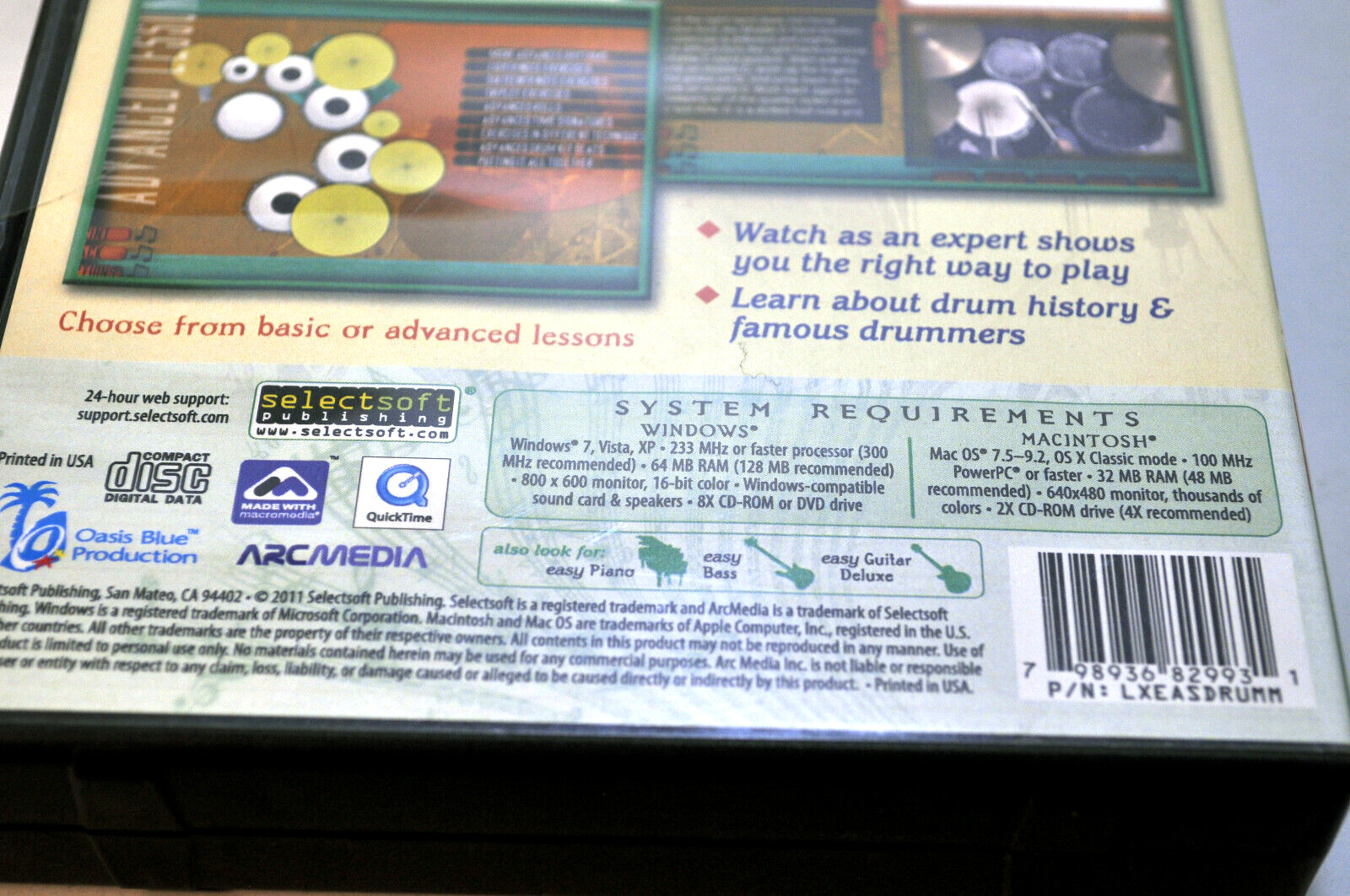 ArcMedia Easy Drums for Computer DVD For PC And Mac – NEW