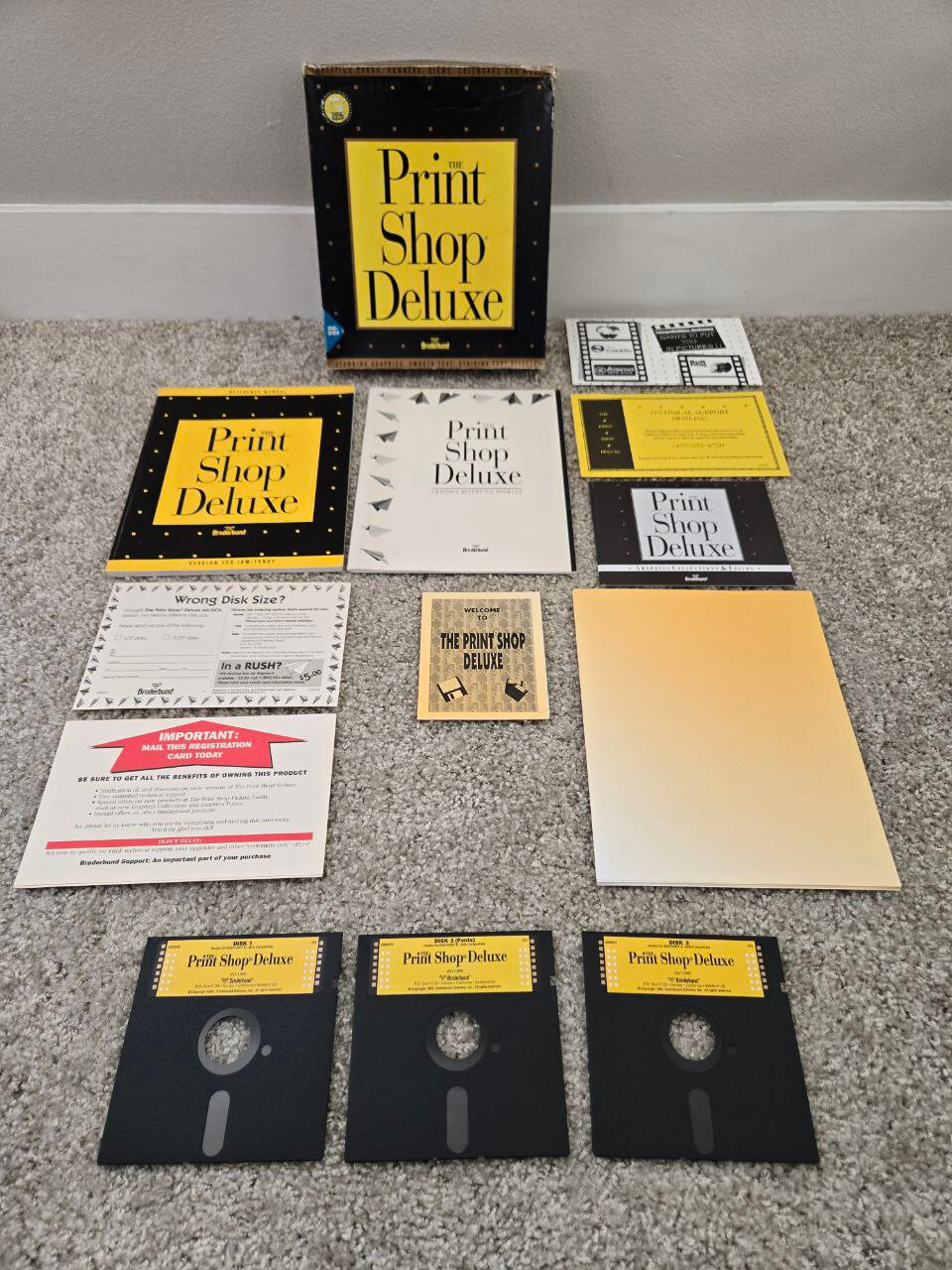 #0014 The Print Shop Deluxe Dos Broderbund 1992 PC Game Complete Box Vintage