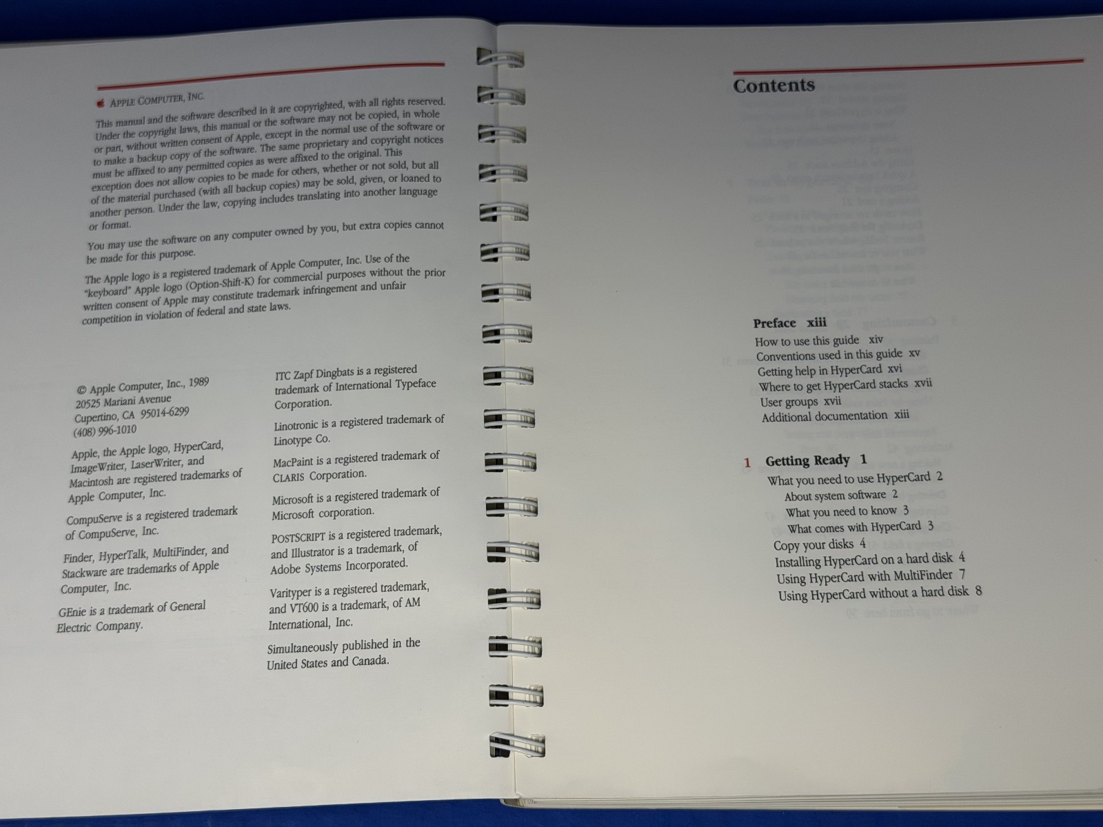 HYPERCARD USER’S GUIDE (1989, SPIRAL BINDING) -Apple Macintosh Manual -VERY GOOD