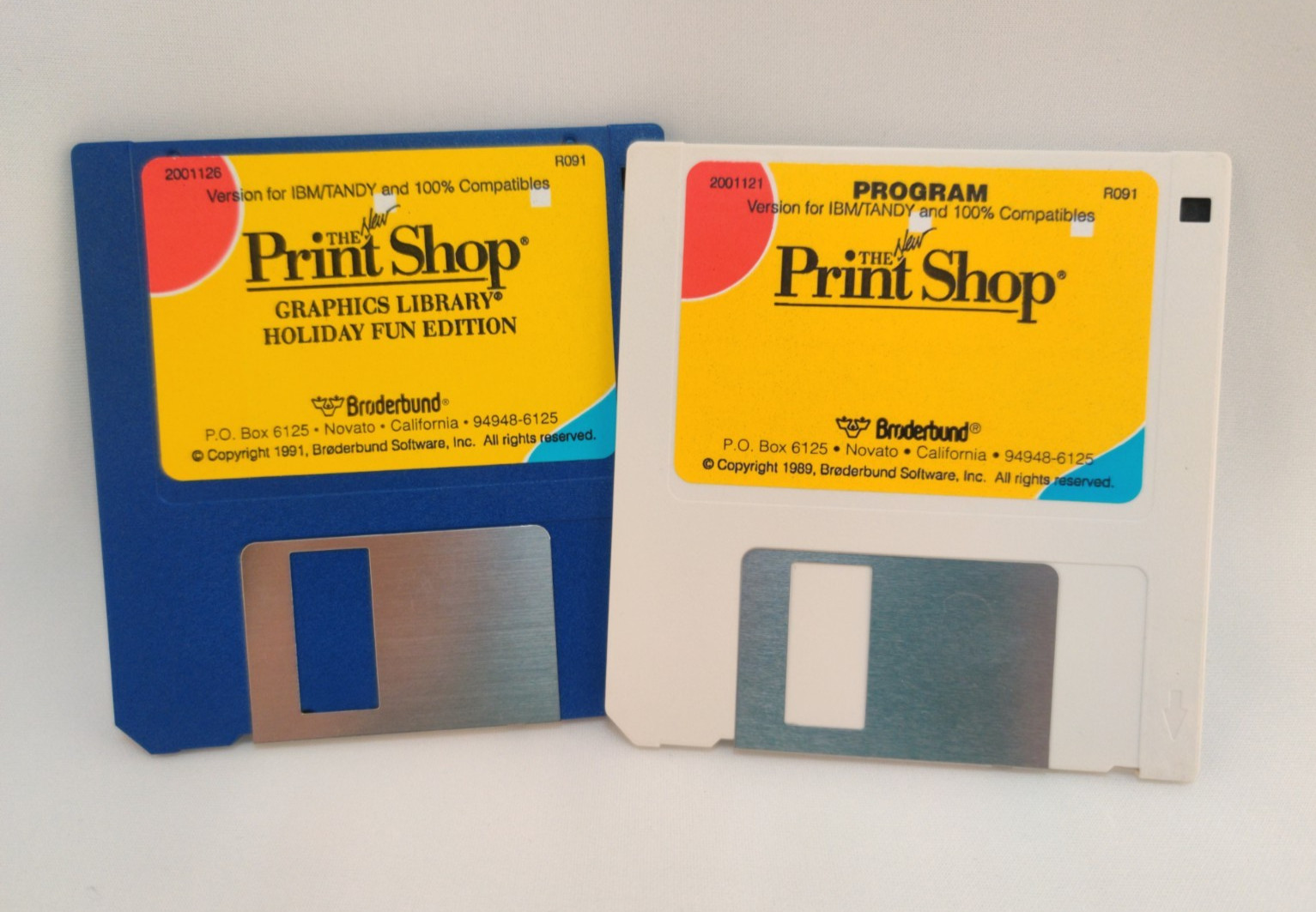Vintage Computing – 2x The Print Shop Broderbund 1989-91 3.5” Floppy Disks
