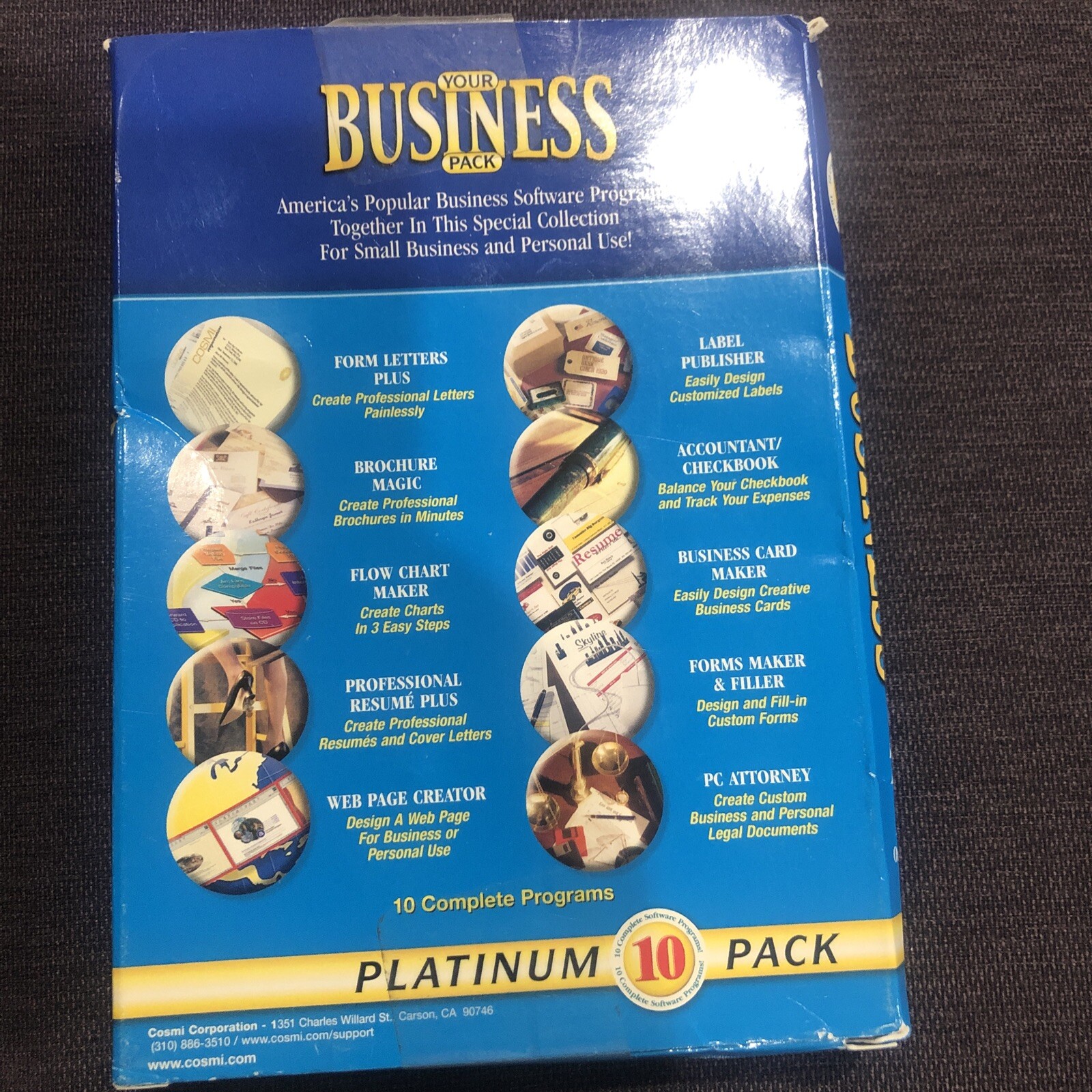Vintage 2004 Your BUSINESS Pack – 10 Cosmi PC CD-ROM Software (Sealed Package)