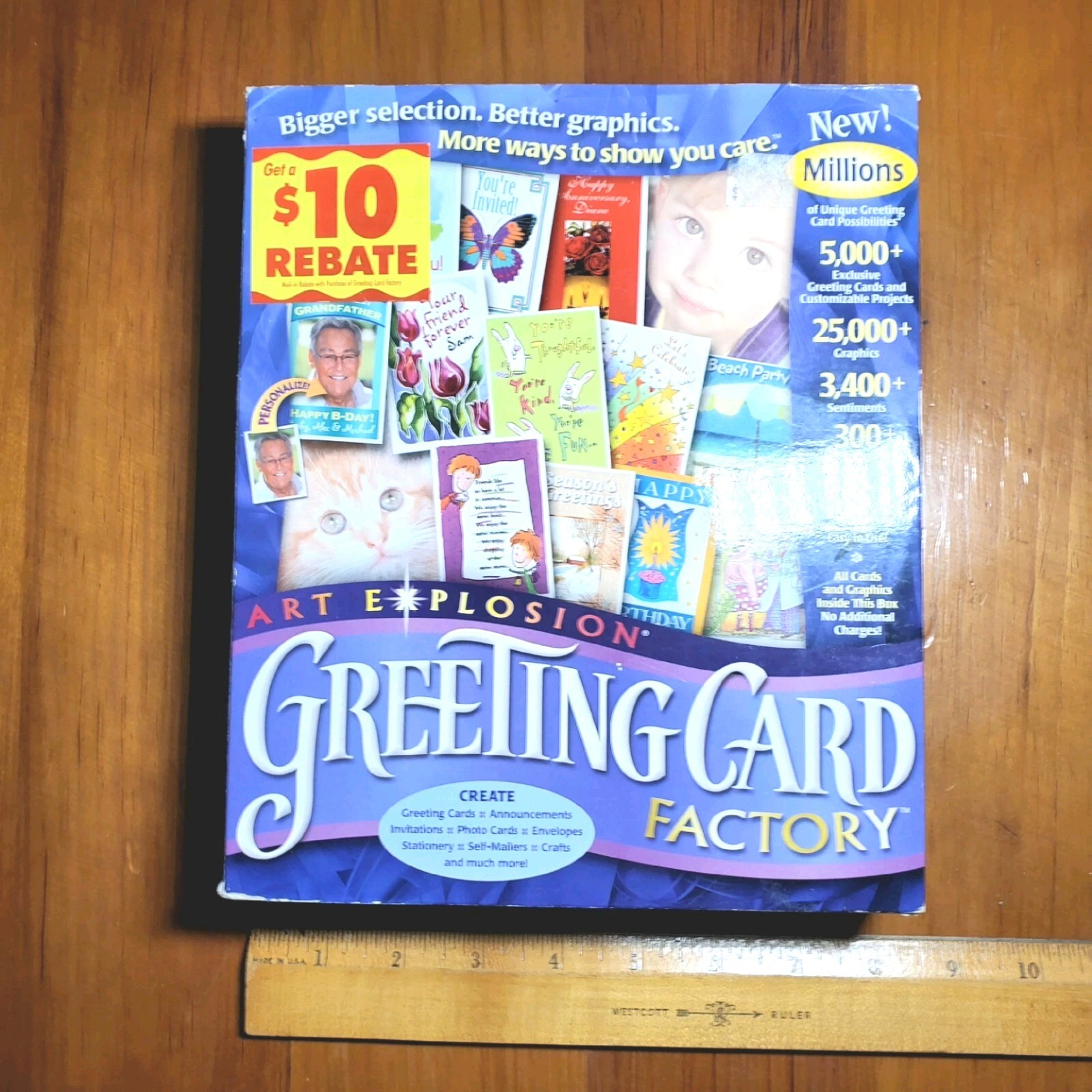 Art Explosion Greeting Card Factory Deluxe 2 Disc Inkjet Cards Envelopes Manual