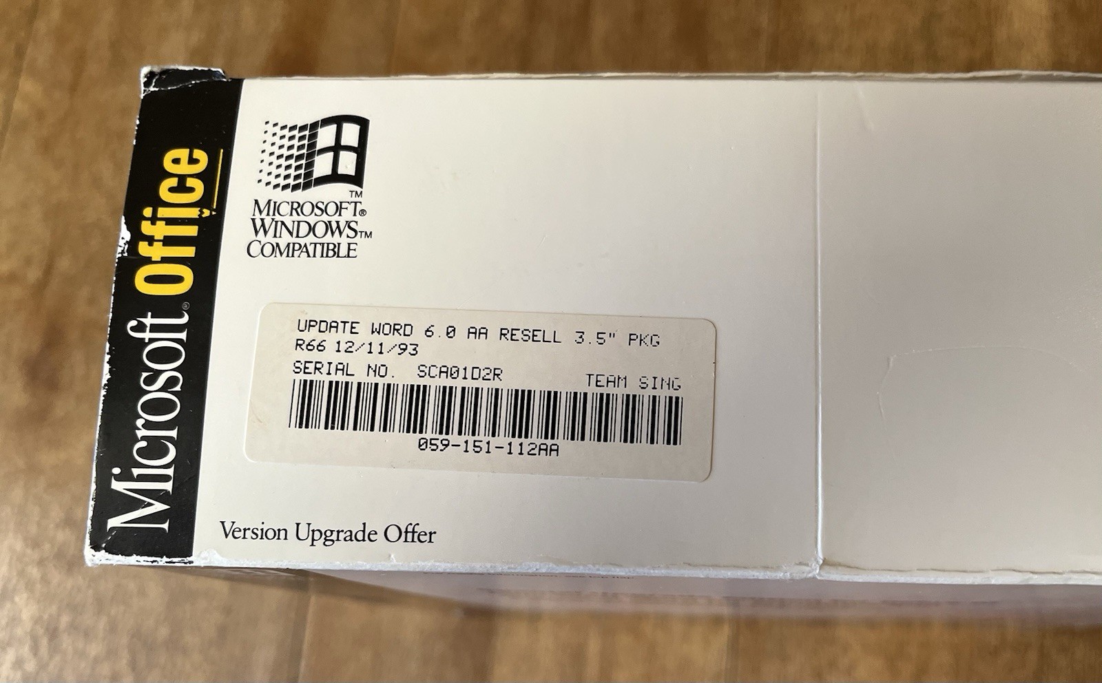Microsoft Office Word Version 6.0 For Windows MS-DOS PC Big Box Upgrade Edition