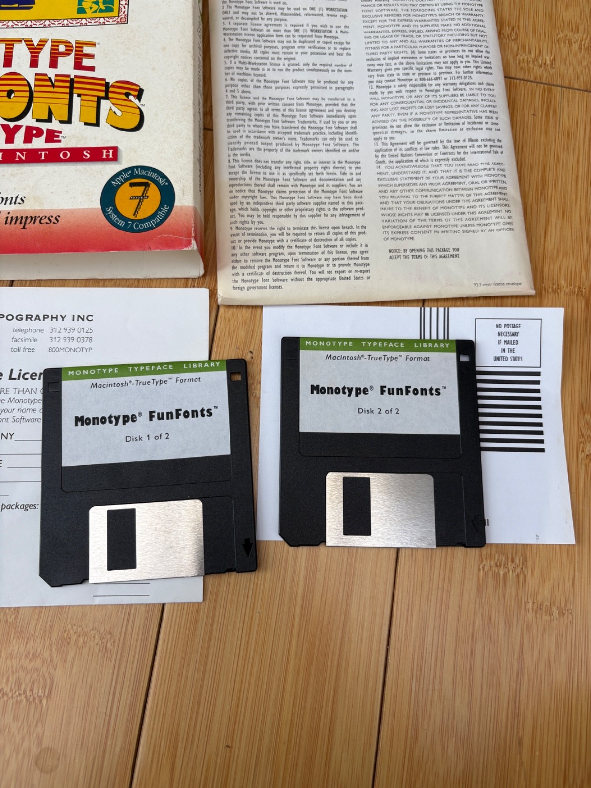 MONOTYPE FUN FONTS TRUETYPE FOR MACINTOSH APPLE SYSTEM 7 COMPATIBLE IN BOX